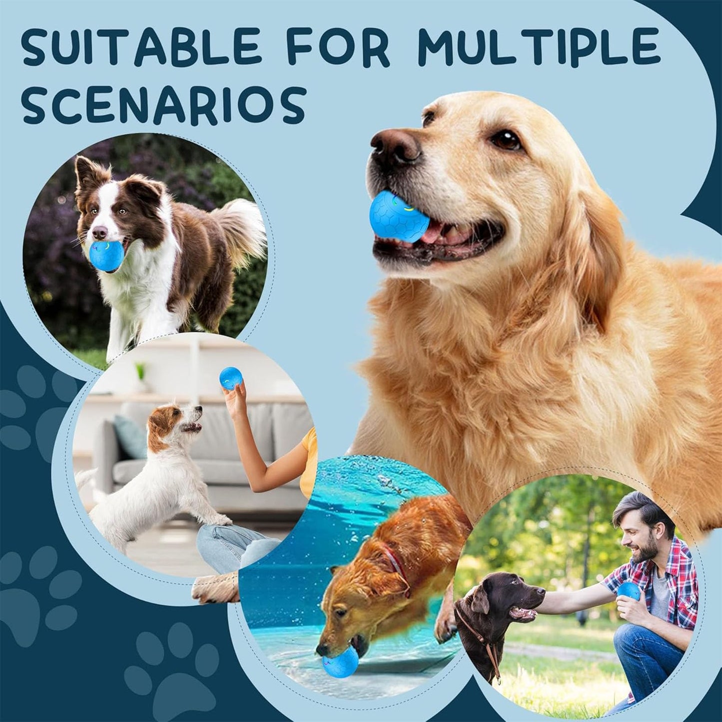 BEFYUS Interactive Dog Toy Ball - Smart Cat Interactive Ball and Self Moving Bouncing Rotating Wicked Air with Rechargeable，Active Rolling Ball for Dogs/Cats