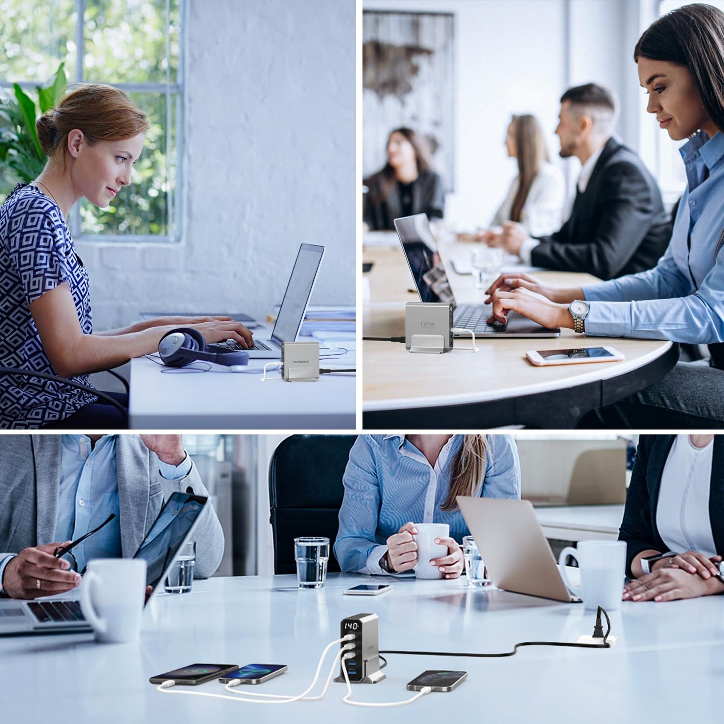 140W USB C Charging Station with Display, 5-Port GaN USB C Charger Block, Max 100W USB Hub Laptop Charger Compatible with MacBook Pro/Air,iPhone 15/14/13/Mini/Pro/Pro Max/Samsung Galaxy, Black