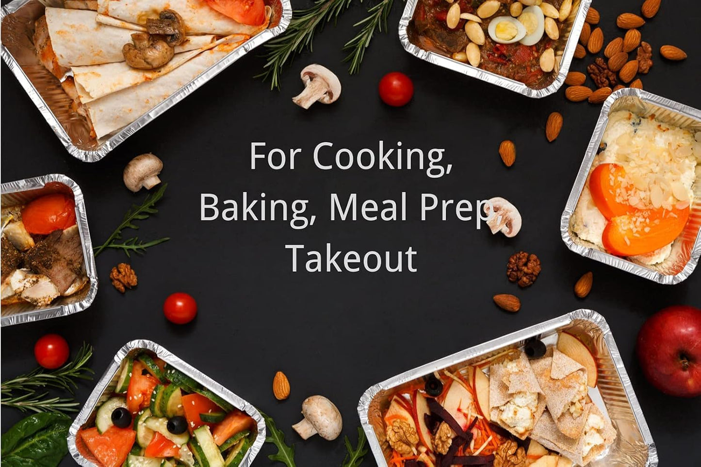 Findful Aluminum Pans with Lids (100-Pack, 8.5"×6") 2.25 LB Capacity Foil Food Containers with Lids - Disposable Tin Foil Pans - for Baking, Meal Prep and Freezer, Takeout (100)