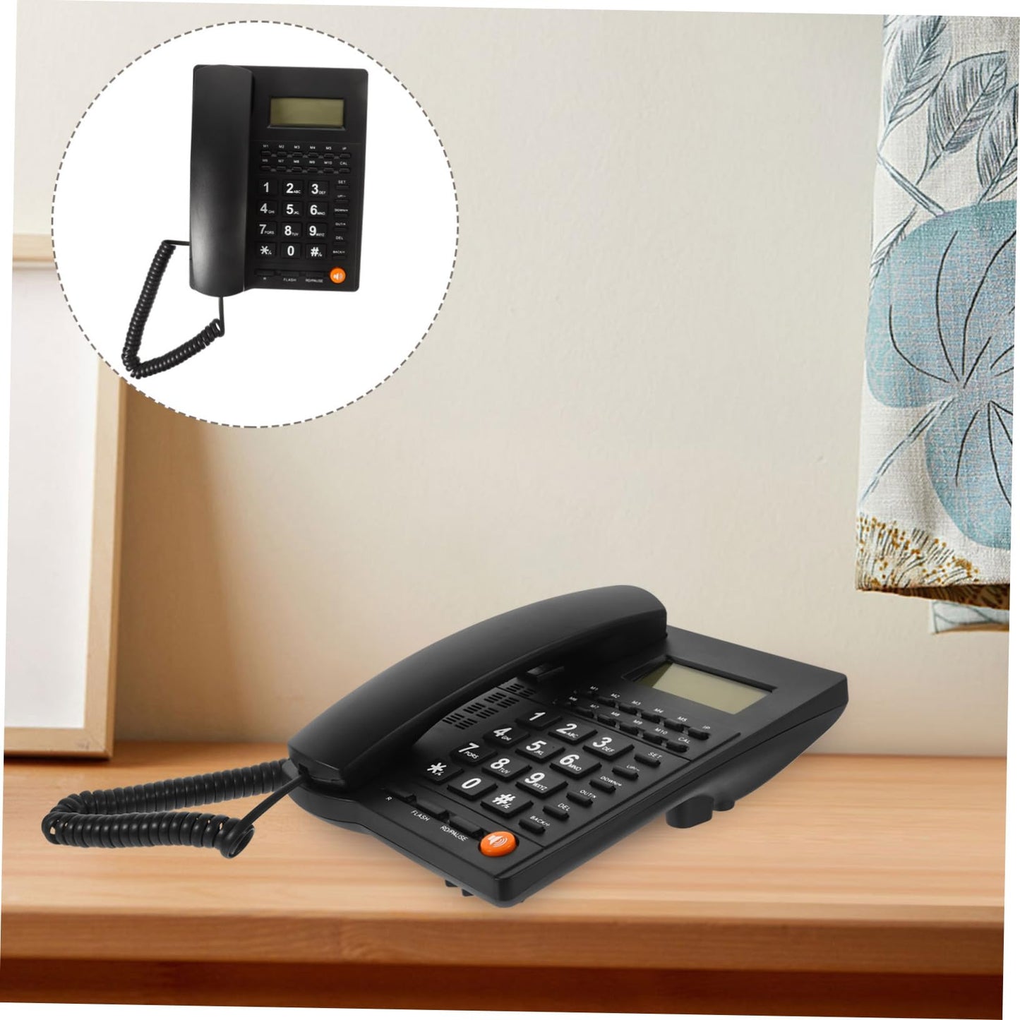 Lurrose Large Button Landline Phone for Seniors with Caller Id Desk Telephone for Home Office Use Easy-to-Use Household Telephone 8.18X6.18X2.24In