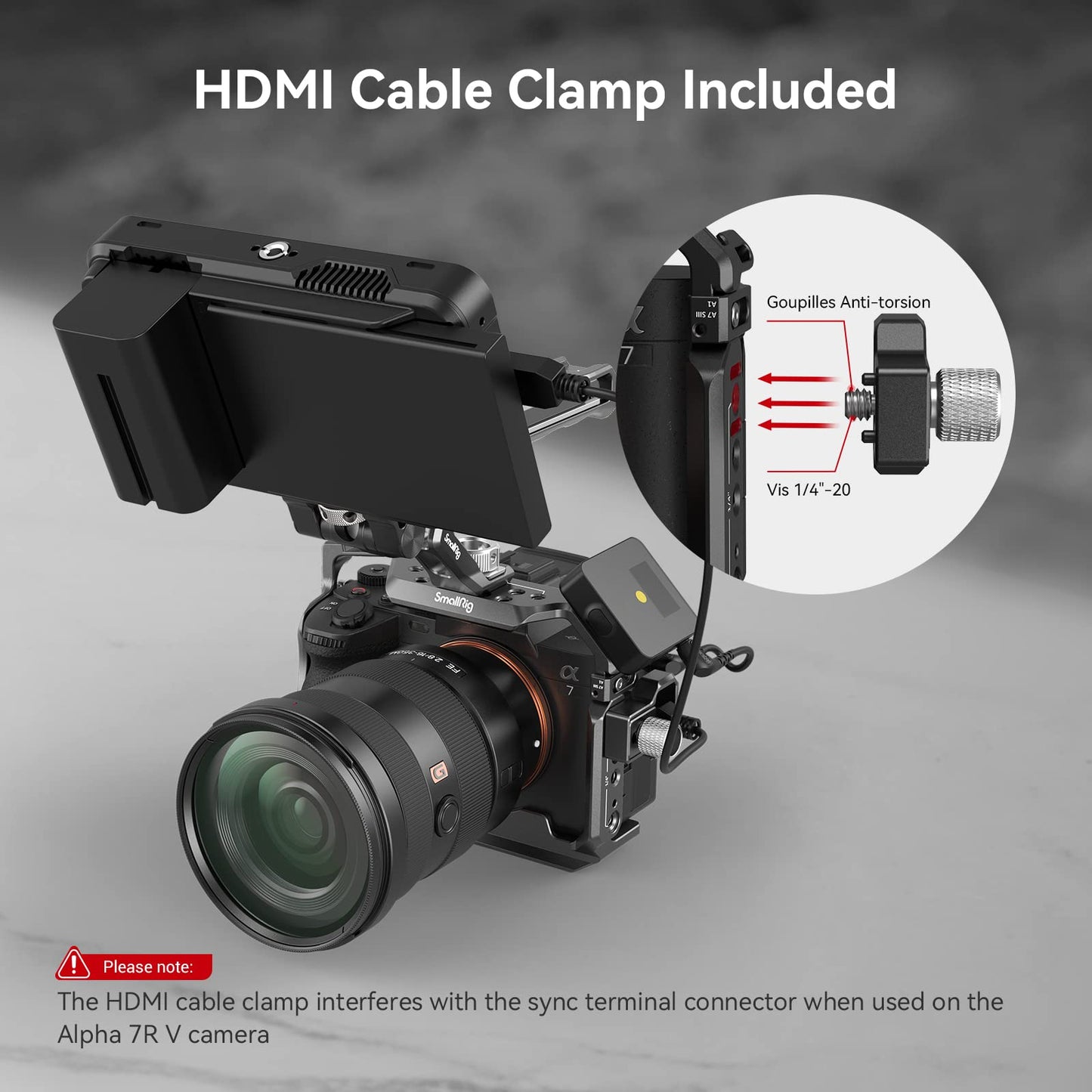 (Upgraded Version) SMALLRIG Cage Kit for Sony Alpha 7 IV/Alpha 7 S III, A7 IV A7S III Cage with Top Handle and Cable Clamp for HDMI - 3668B