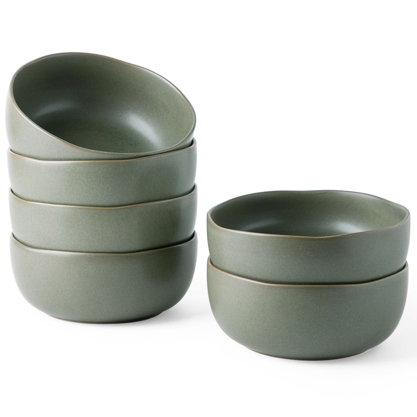 AmorArc Stoneware Cereal Bowls for Kitchen, 28oz Large Ceramic Soup Bowls Set of 6 for Meal Soup Snacks, Oven,Dishwasher&Microwace Safe Kitchen Bowls with Wavy Rim, Reavtive Glaze