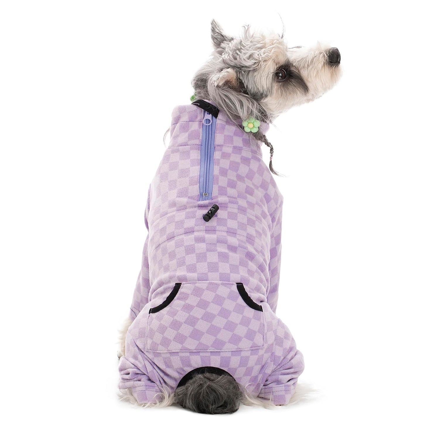 Dog Winter Coat, Warm Fleece Dog Cold Weather Coats, Plaid Turtleneck Dog Pajamas, Pullover Dog Jumpsuit, Turtleneck Dog Winter Clothes for Small Medium Dogs, Dog Onesie Anti Hair Shedding