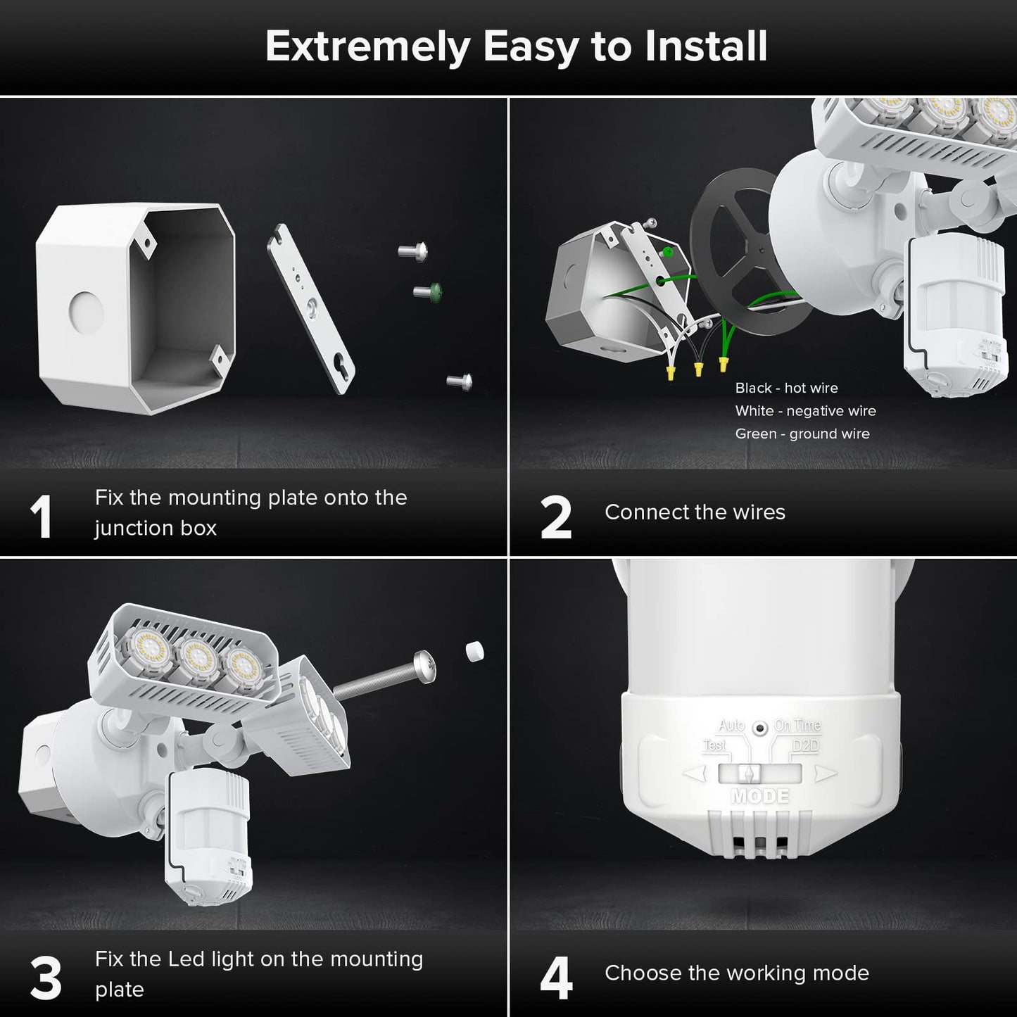SANSI 38W 5000LM LED Motion Sensor Outdoor Light, 50,000 Hrs Lifespan Security Light, 500W Equiv 5000K Dusk to Dawn IP65 Flood Light, Super Bright for Garage Yard Patio White Wired Not Solar