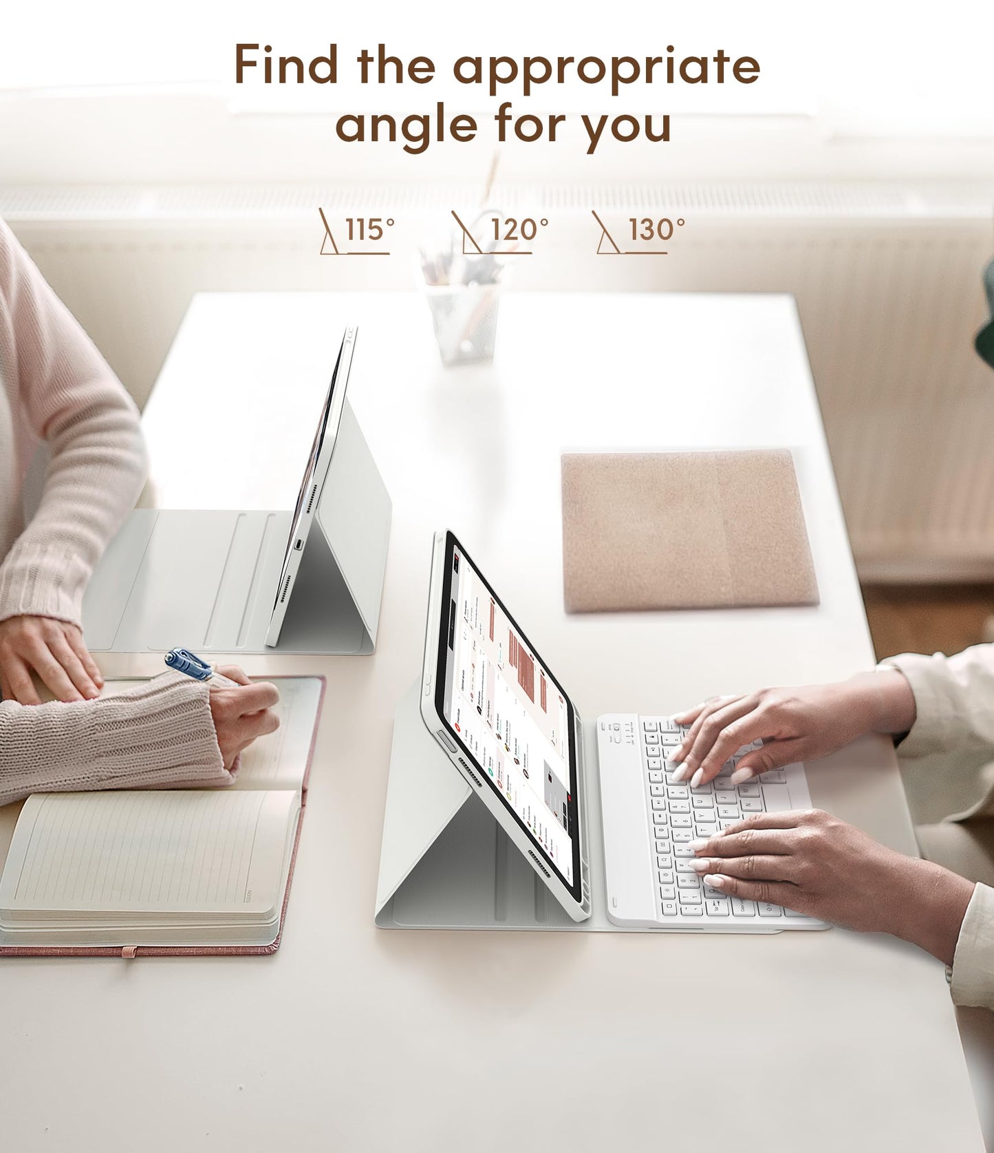 CHESONA Keyboard Case for iPad (A16) 11th 2025/10th Generation 10.9-inch 2022, Magnetic Detachable Wireless Keyboard, Stand Folio Keyboard Cover with Pencil Holder, Thin & Light, White