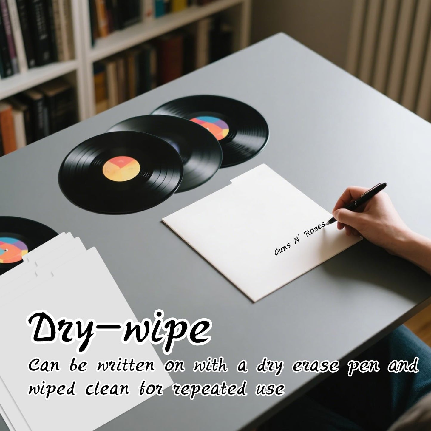 CONEHOY 34 Pcs Vinyl Record Dividers Bulk with Tabs 12.5 x 13 Inches White Plastic Album Accessories for Protection Organization DVD LP Vinyl Record