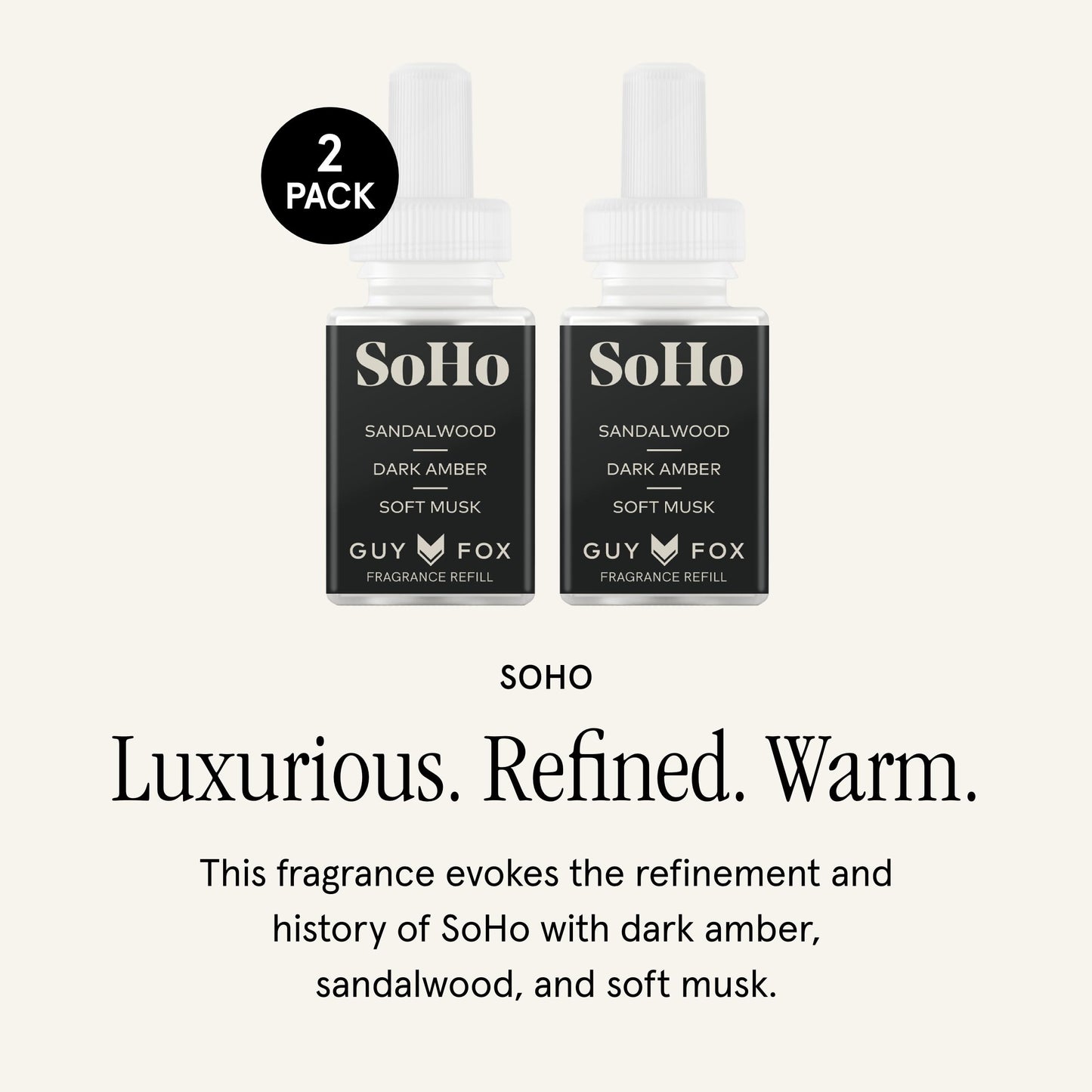 Pura and Guy Fox - Fragrance for Smart Home Air Diffusers - Room Freshener - Aromatherapy Scents for Bedrooms & Living Rooms - Odor Eliminator - 2 Pack - SoHo