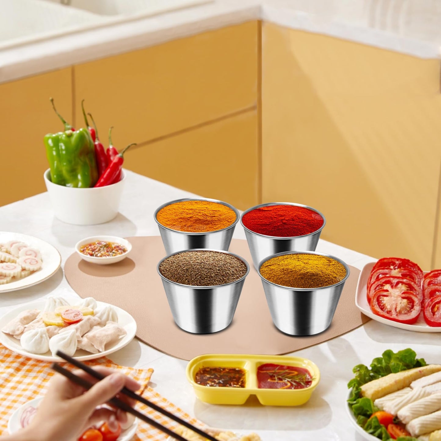 120 Pack Stainless Steel Dipping Sauce cup (2.5oz) - Commercial Grade airtight Seasoning Container, Rust Proof Barbecue/Sushi/Party Sauce Cup For Kitchen, Restaurant and outdoor Dining