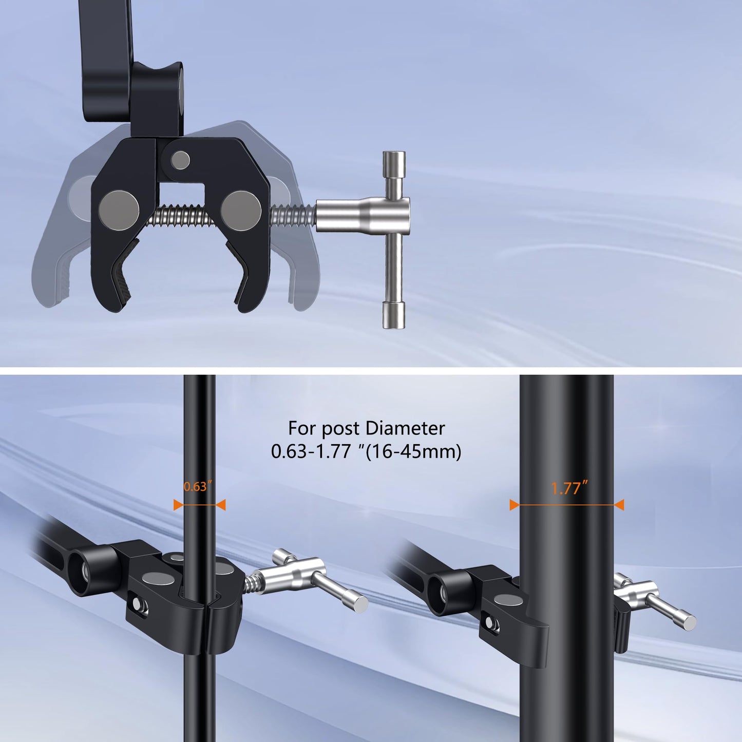 CreaDream Tablet Holder for Microphone Stand, Aluminum Mic Music Stand Holder Mount for Phone and iPad, Tablet Holder Compatible with Devices from 4.7 to 13 inch Tablets & Smartphones (Black)