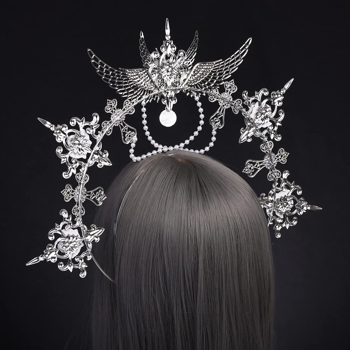 BLESSUME Halo Crown Mary Goddess Headband Women Halloween Costume Headpiece (Silver 21)