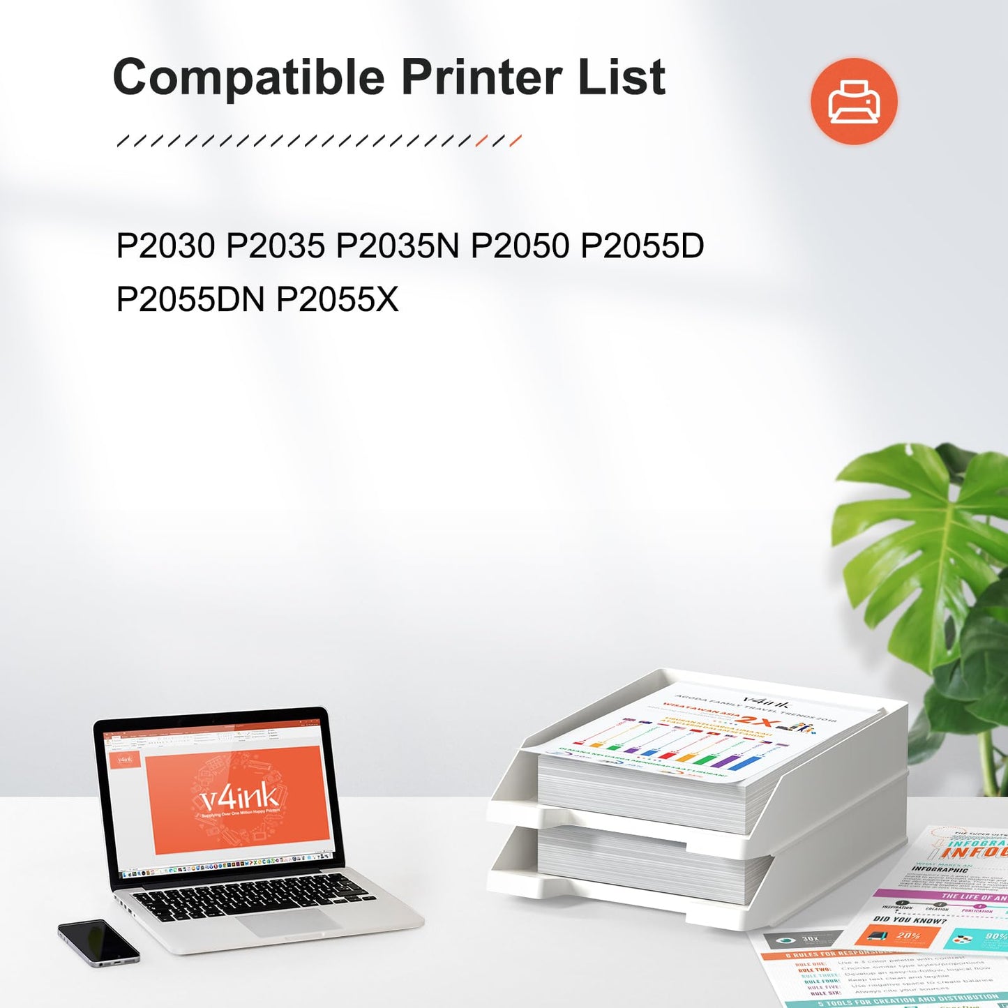 v4ink 2PK CE505A Toner Cartridge Compatible Replacement for HP 05A Toner Cartridge Black Ink for HP P2035 P2035n P2055dn P2055 P2055d, Pro 400 m401n m401dne m401dw MFP M425dn M425dw Printer