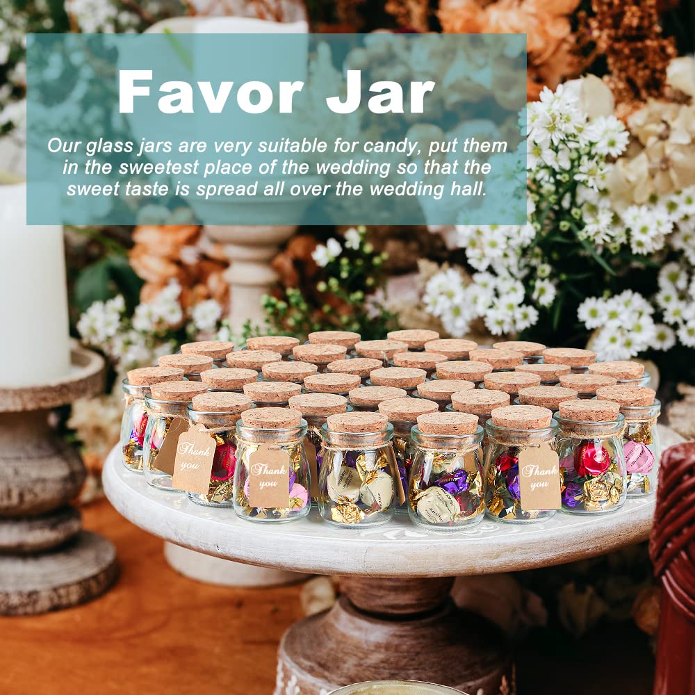 Ritayedet 40 Pack Small Glass Jars for Favors, 3.4 oz Glass Jars with Cork Lids for Candle, Potion Bottles, Spice, Yogurt, Candy, Wedding, Baby Shower, Decoration, Party(Bonus Twine and Labels)