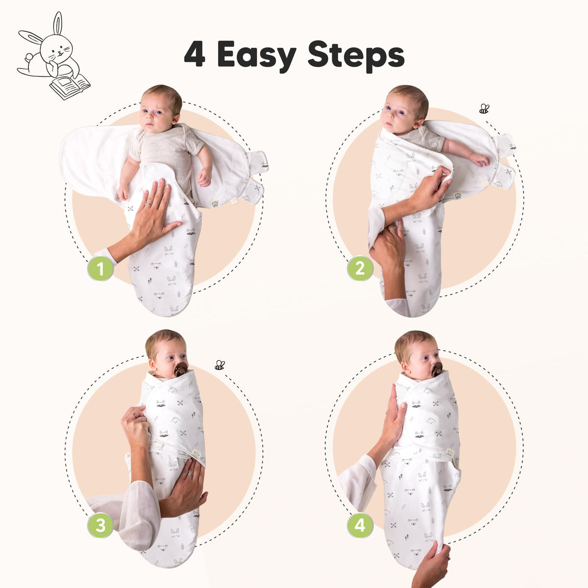KeaBabies 3-Pack Swaddles for Newborns, Girls, Boys with Hats - Organic Soft Baby Sleep Sacks, Breathable Baby Swaddle 3-6 Months Beanies Set, Premie Infant Sleep Sack 0-3 Months (Nordic)
