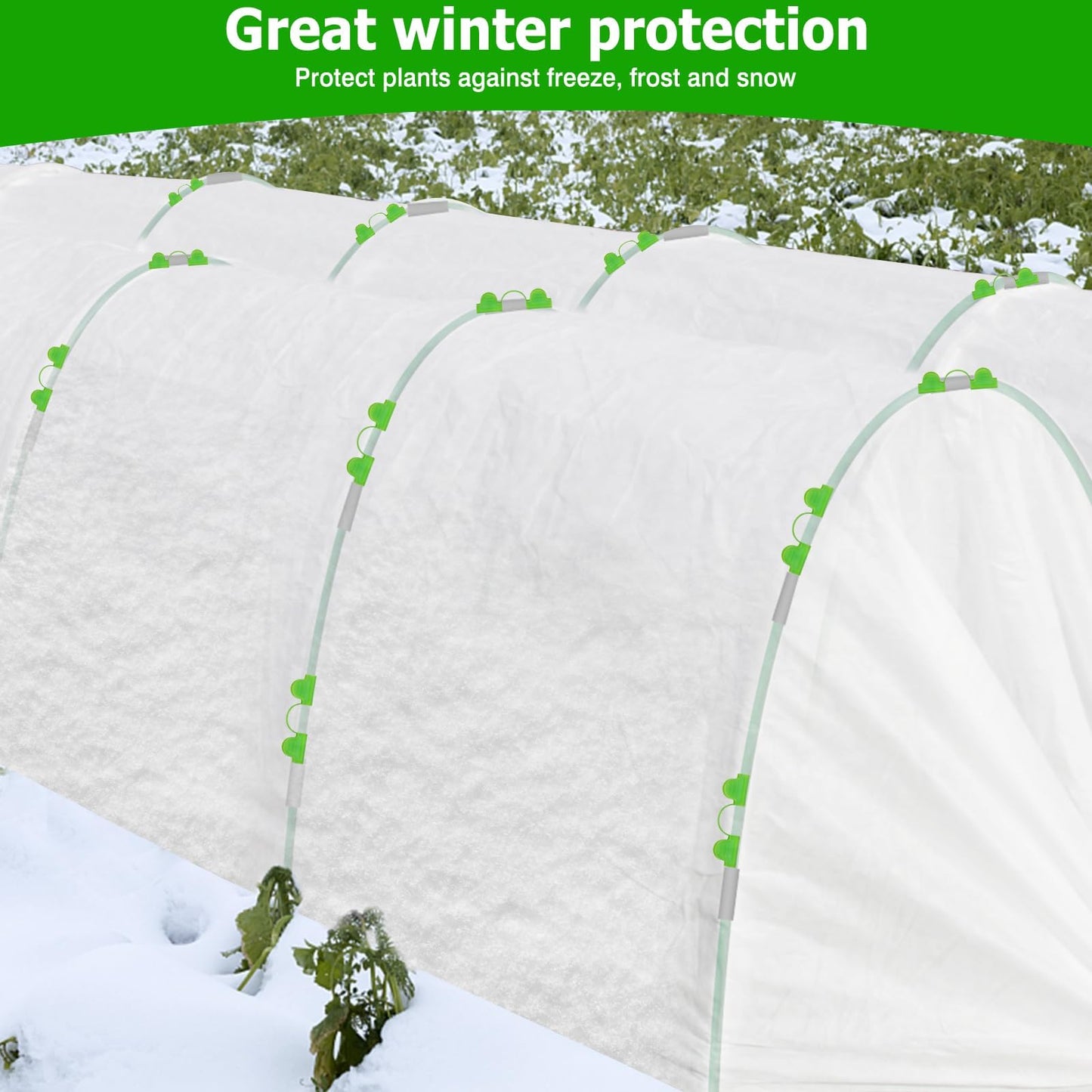 3x15M Plant Cover Freeze Protection Garden Hoops Kit for Winter, Fabric Floating Row Cover Frost Cloth Outdoor Plant Blanket for Frost Snow Protection, Greenhouse Garden Tunnel Hoops for Raised Beds