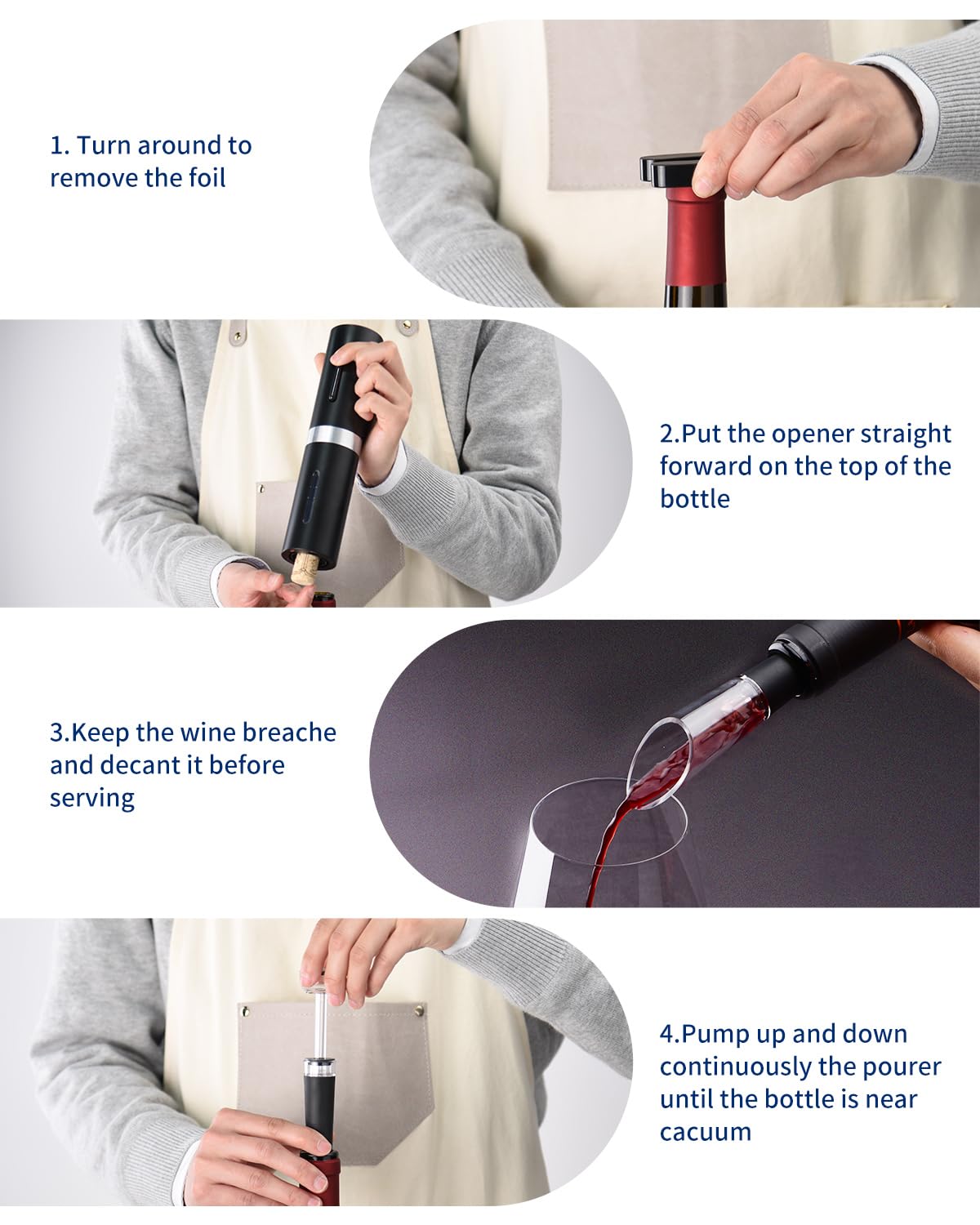 CIRCLE JOY 5-in-1 Electric Wine Opener Set, Rechargeable Wine Corkscrew Bottle Opener with Charging Station, Foil Cutter, Led Indicator, Aerator Pourer and Vacuum Stopper
