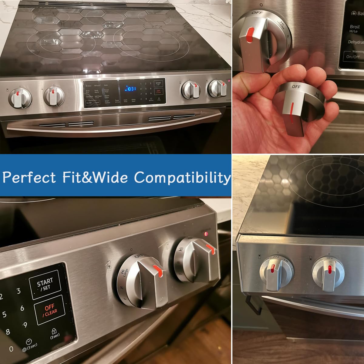 DG94-03500A/Z Compatible with Samsung NE63T8111SS/AA NE63T8311SS/AA Stove Knob Replacement, Electric Range DG94-03500V & DG94-03500W Stove Knobs (Not Universal)