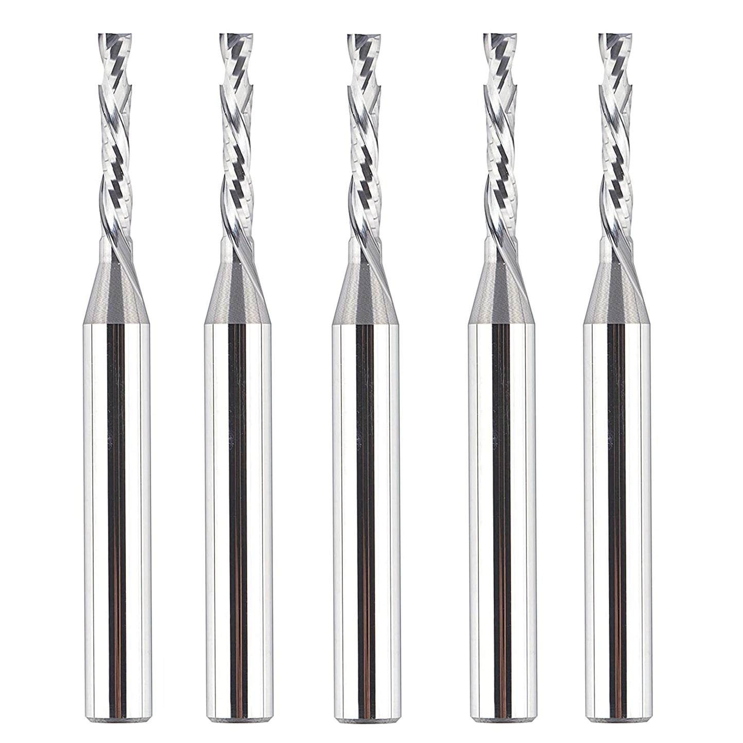 SpeTool Spiral Router Bits Up&Down Compression Bit 1/8 inch Cutting Diameter, 1/4 inch Shank HRC55 Solid Carbide CNC End Mill for Wood Carving Engraving Grinding