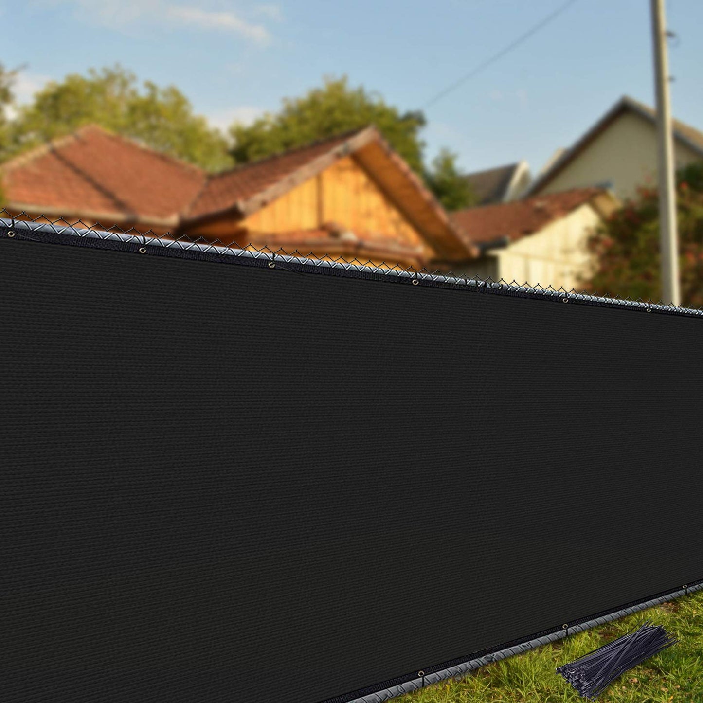 iCover 4x50ft (1.2x15.2m) Fence Privacy Screen, Heavy Duty Privacy Fence Screen, Outdoor Shade Cloth Mesh Barrier, Cable Zip Ties Included, Black