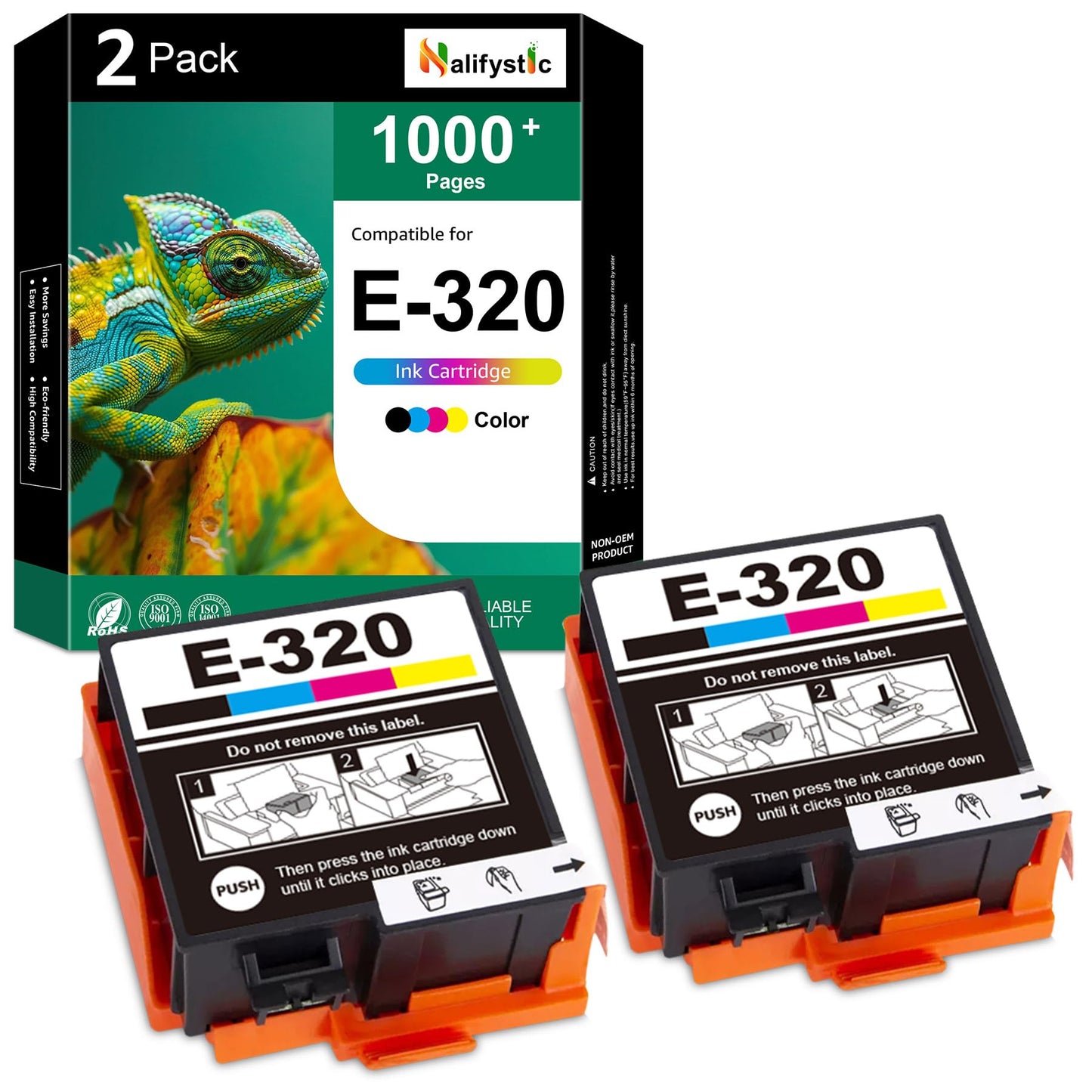 Remanufactured T320 Ink Cartridges for PictureMate PM-400 Printer PM 400 Photo Printer, 2 Black
