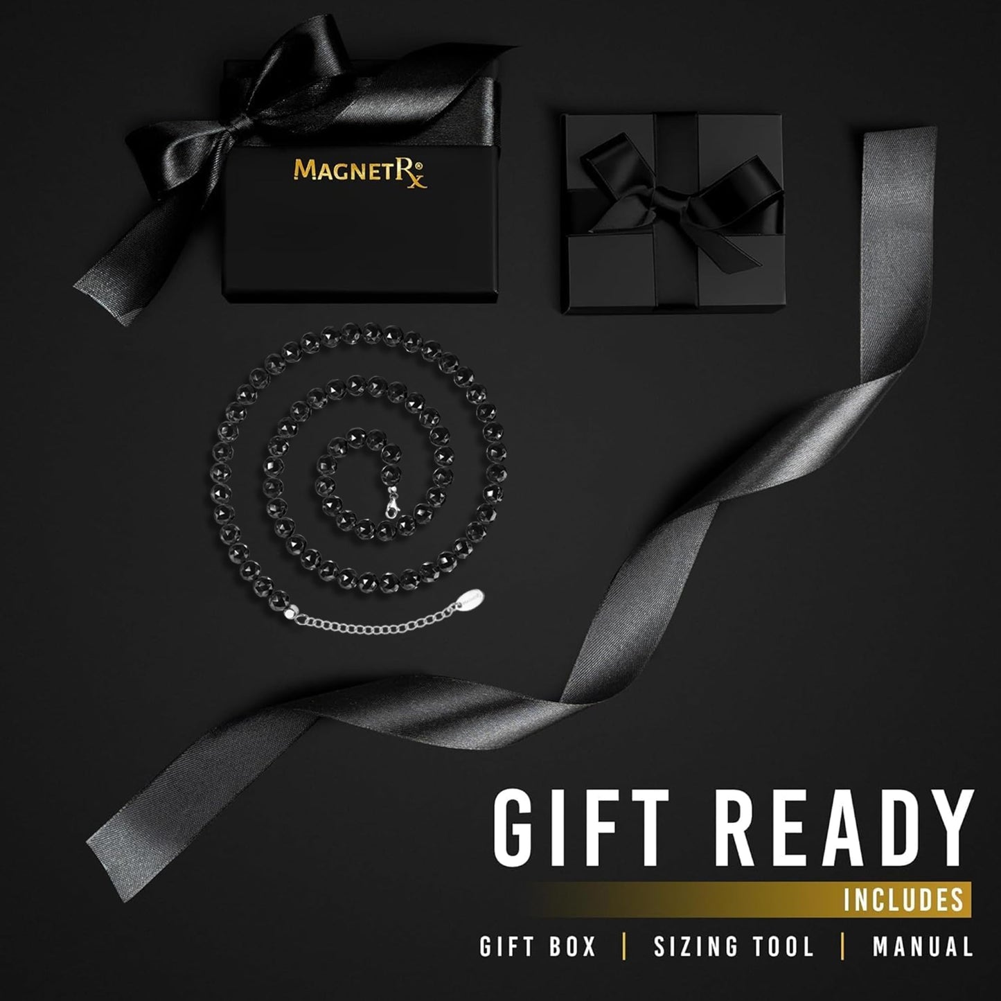MagnetRX® Magnetic Hematite Necklace – Ultra Strength Hematite Stones – Unisex Beaded Hematite Necklace for Women and Men (Faceted Beads, 18 INCHES)