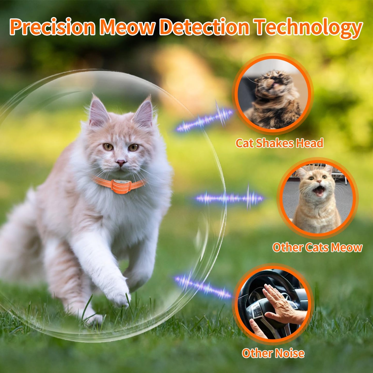 2-in-1 Cat Shock Collar with Remote, Shock Collar for Cats with Beep Vibration Shock & Auto Stop Meowing 4 Modes, 2300ft Cat Training Collar Effective for Bad Behavior IP67 Waterproof