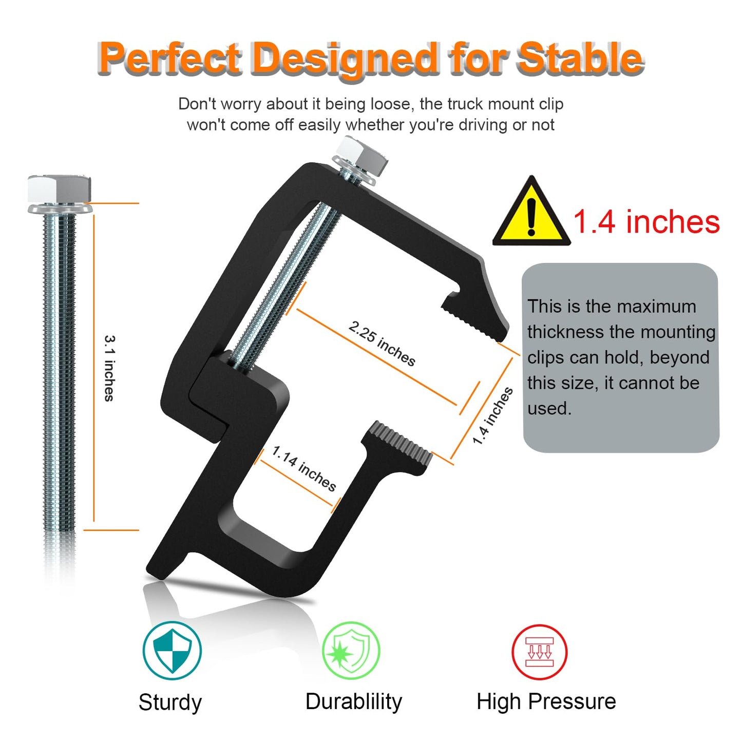 6 PCS Premium Truck Topper Mounting Clamps for Chevy Silverado Sierra 1500 2500 3500, Dodge Dakota Ram 1500 2500 3500, F150 F250 - Canopy Cap