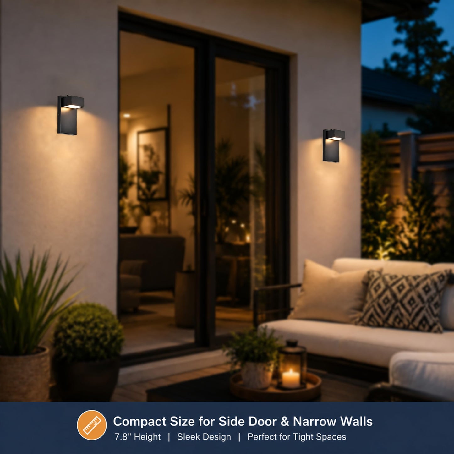 Outdoor Light Fixtures with Dusk to Dawn Sensor, White LED Porch Lights, 3000K Warm White, Rust-Resistant Modern Waterproof Wall Lantern for for Porch, Patio, Garage, Entryway