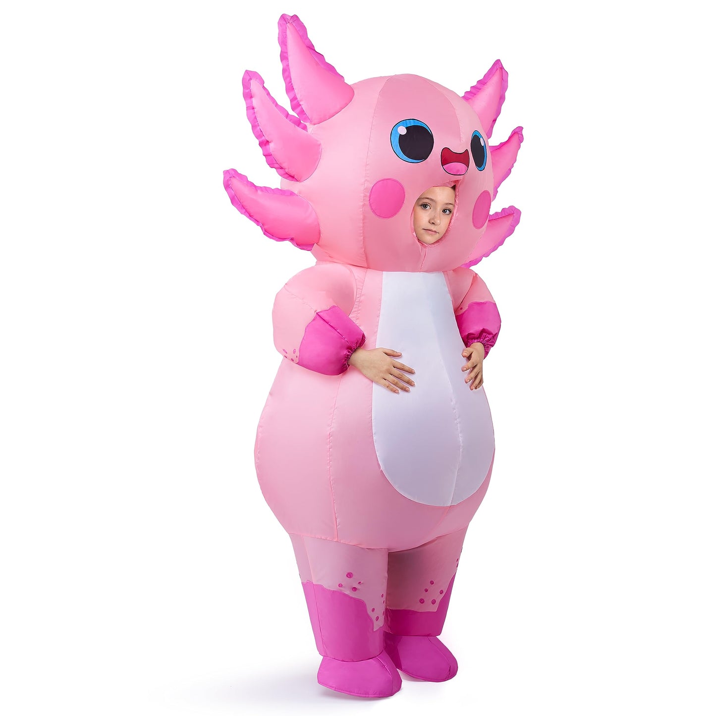 Spooktacular Creations Kids Inflatable Costume, Full Body Pink Axolotl Air Blow Up Halloween Costumes
