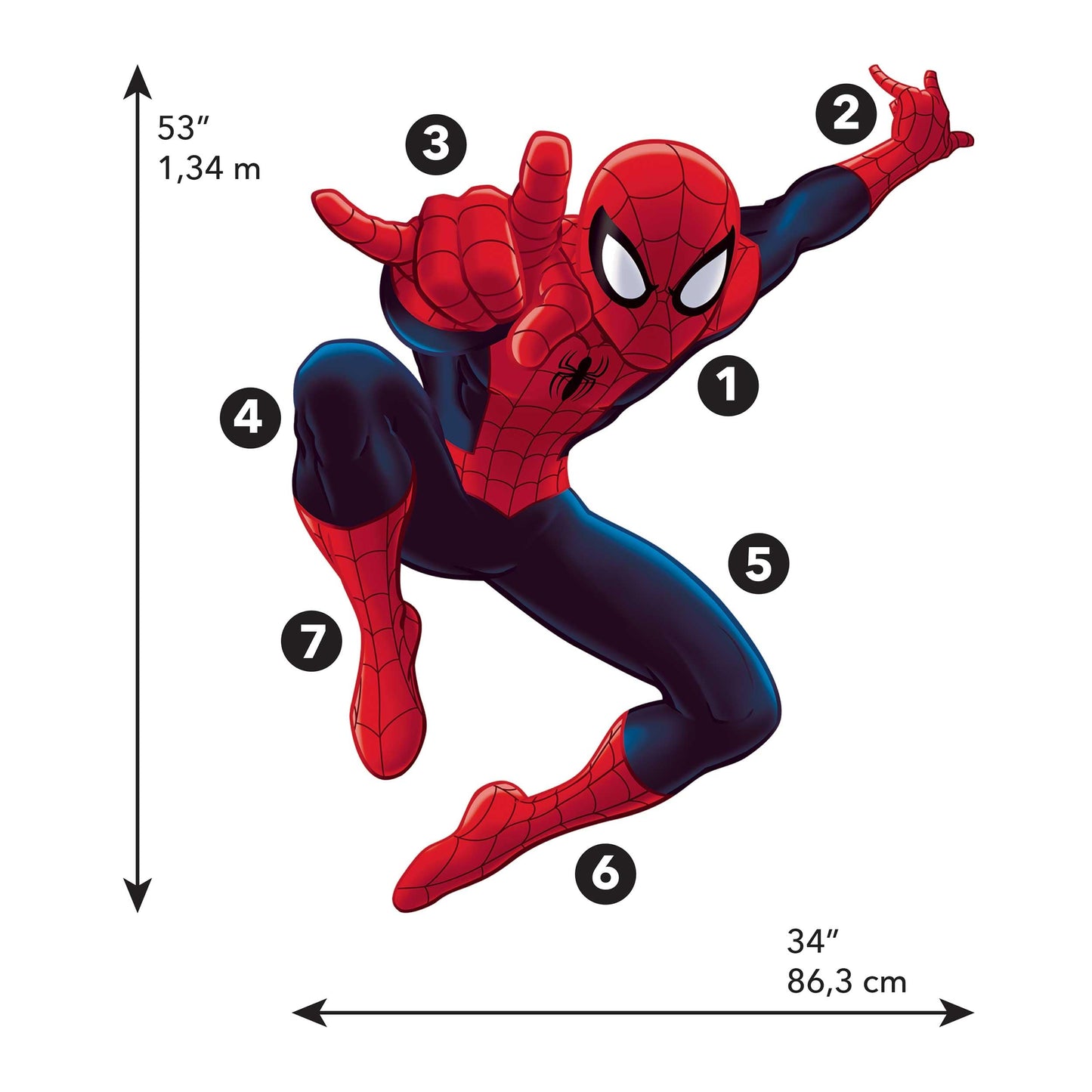 RoomMates Ultimate Spider-Man Giant Peel and Stick Wall Decals, red, blue, yellow