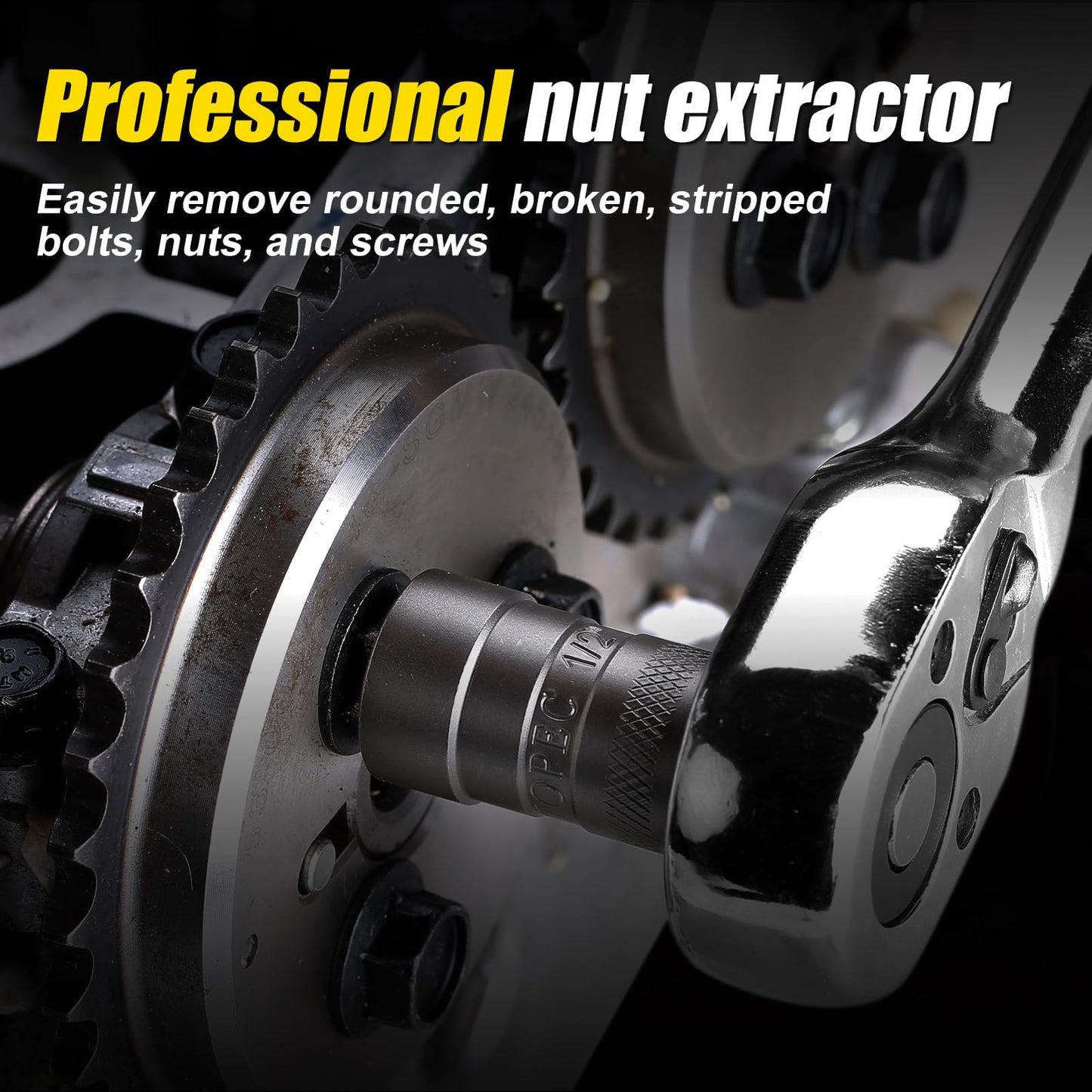 TOPEC Upgrade Bolt Extractor Kit, 32 Pieces Impact Bolt & Nut Remover Set, Stripped Lug Nut Remover, Extraction Socket Set for Removing Damaged, Frozen, Rusted, Rounded-Off Bolts, Nuts & Screws
