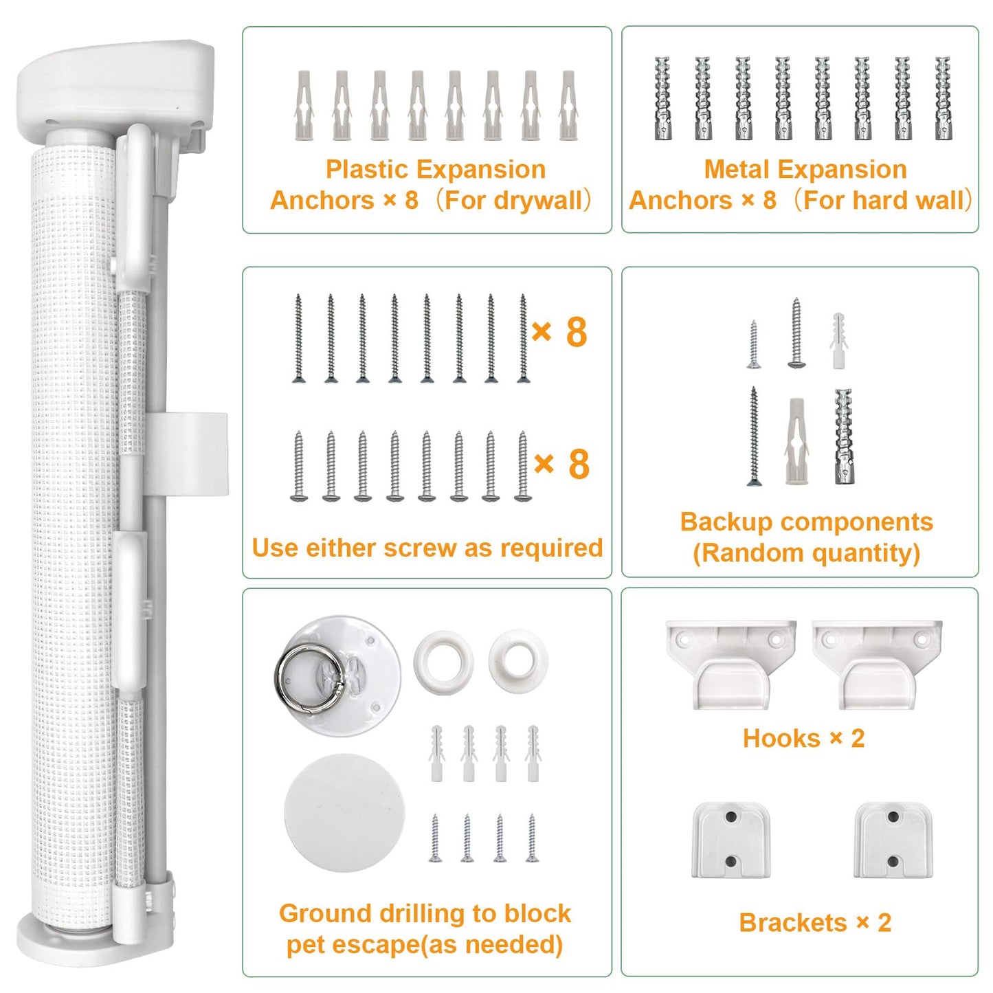 Crazydeer 14" Tall Short Dog Gate to Step Over, Retractable Mesh Pet Door for Small Puppy, Extended up to 55" Wide for Indoor Stairs Doorways and Hallway(White)