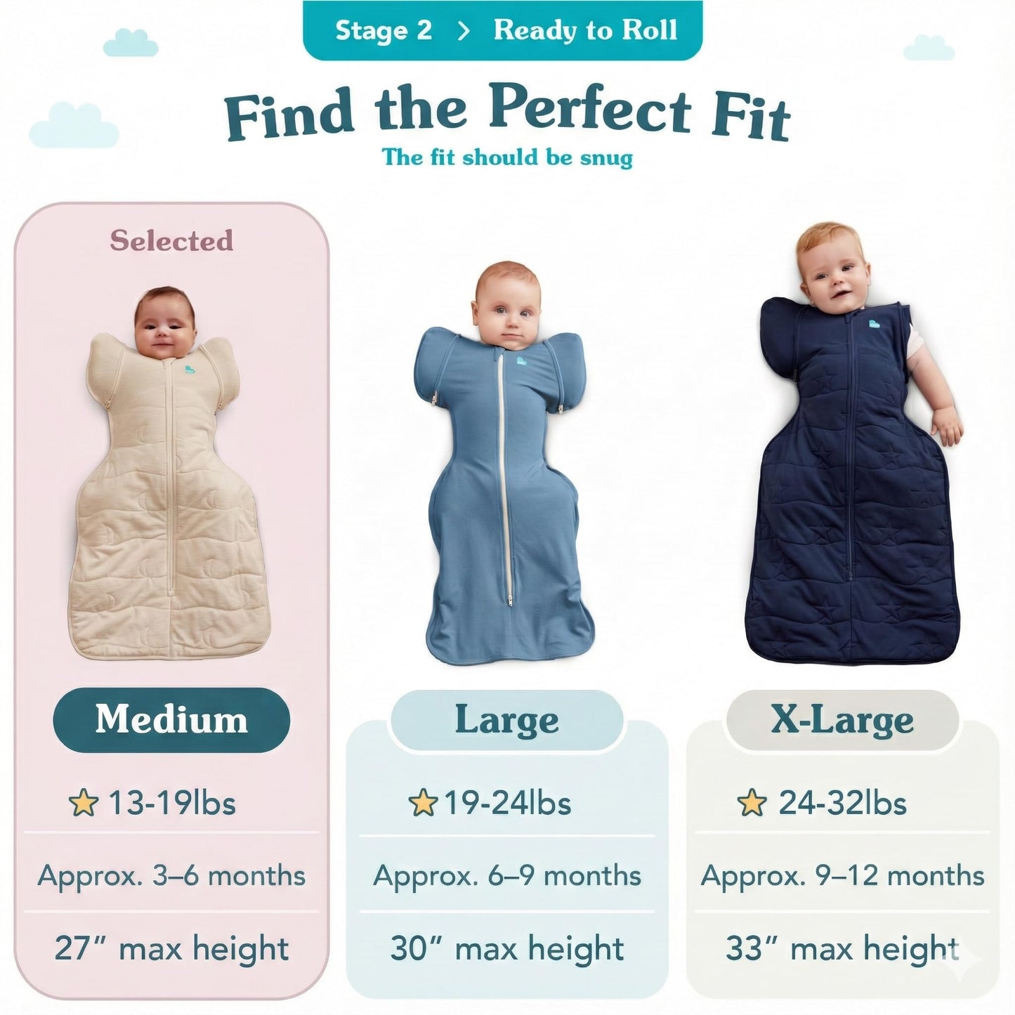 Love to Dream Swaddle UP Transition Bag Warm 2.5 TOG, Dreamer White, Medium, 13-19 lbs, Patented Zip-Off Wings, Gently Help Baby Safely Transition from Being Swaddled to Arms Free Before Rolling Over