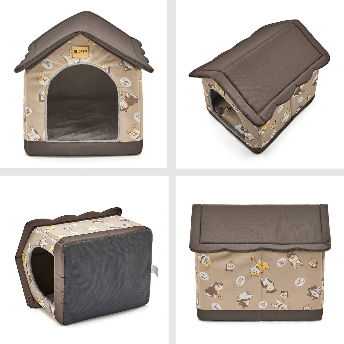 Jiupety Dog House Indoor, XL Size Indoor Dog House for Medium and Large Dog, Warm Cave Sleeping Nest Bed for Cats and Dogs, Brown
