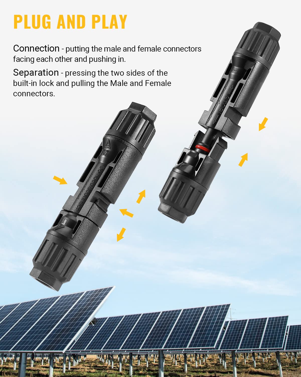BougeRV 22 Pairs of Solar Panel Connectors with a Free Pair of spanners, Solar connectors, Male Female Connectors for Solar Cable PV Systems,Suitable for 14AWG-10AWG Solar Cables