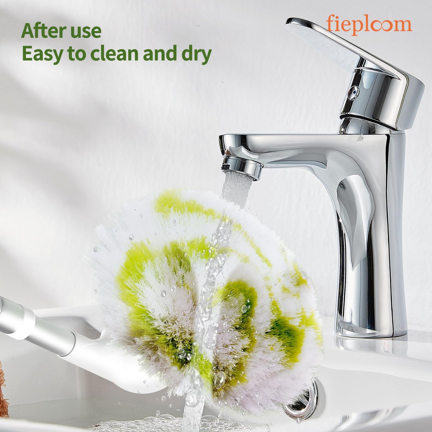 Fieploom Tub Tile Scrubber Brush with 28" Extendable Pole, 2 Pcs Non-Scratch Soft Tub Brush Mop, Bathroom Brush with Long Handle for Bathtub Shower Sink Basin Tile Wall