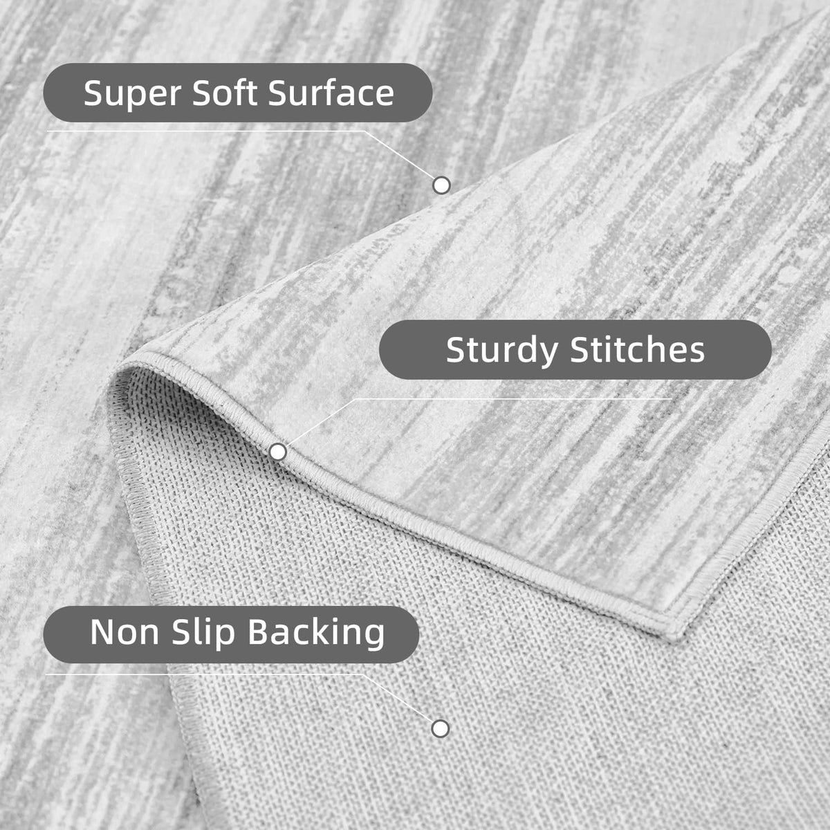 tchdio Abstract Runners for Hallways - 2x10 Runner Rug Washable Non Slip, Modern Abstract Carpet Ultra Soft Kitchen Runner, Low Pile Rugs for Entryway Bedside Laundry Room Grey