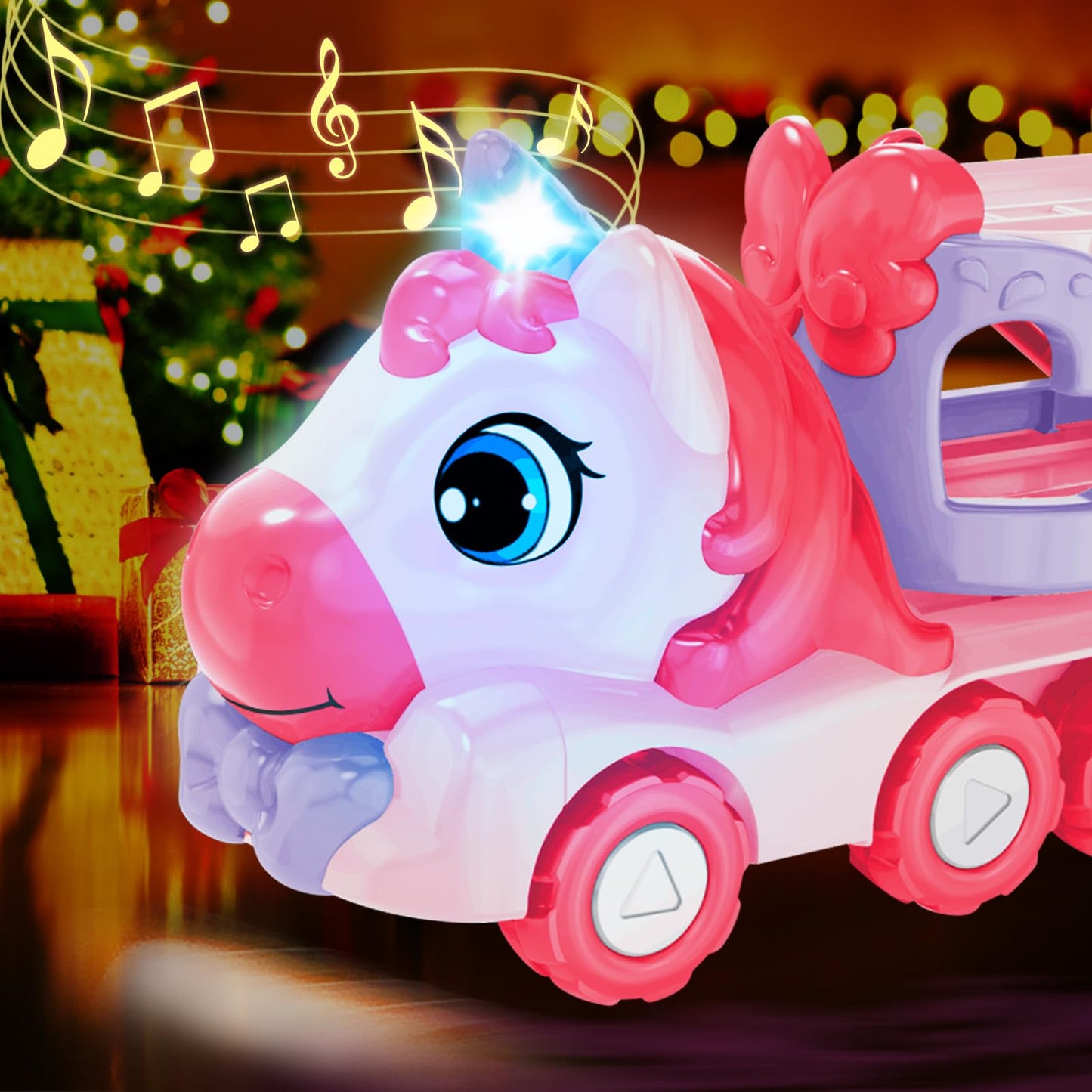 Toys for 1 2 3 Year Old Girl, 5-in-1 Unicorn Carrier Truck Toy Cars with Light & Sound,Girl Toddler Toys Age 2-4, 1 2 3 Year Old Girls Birthday Gifts