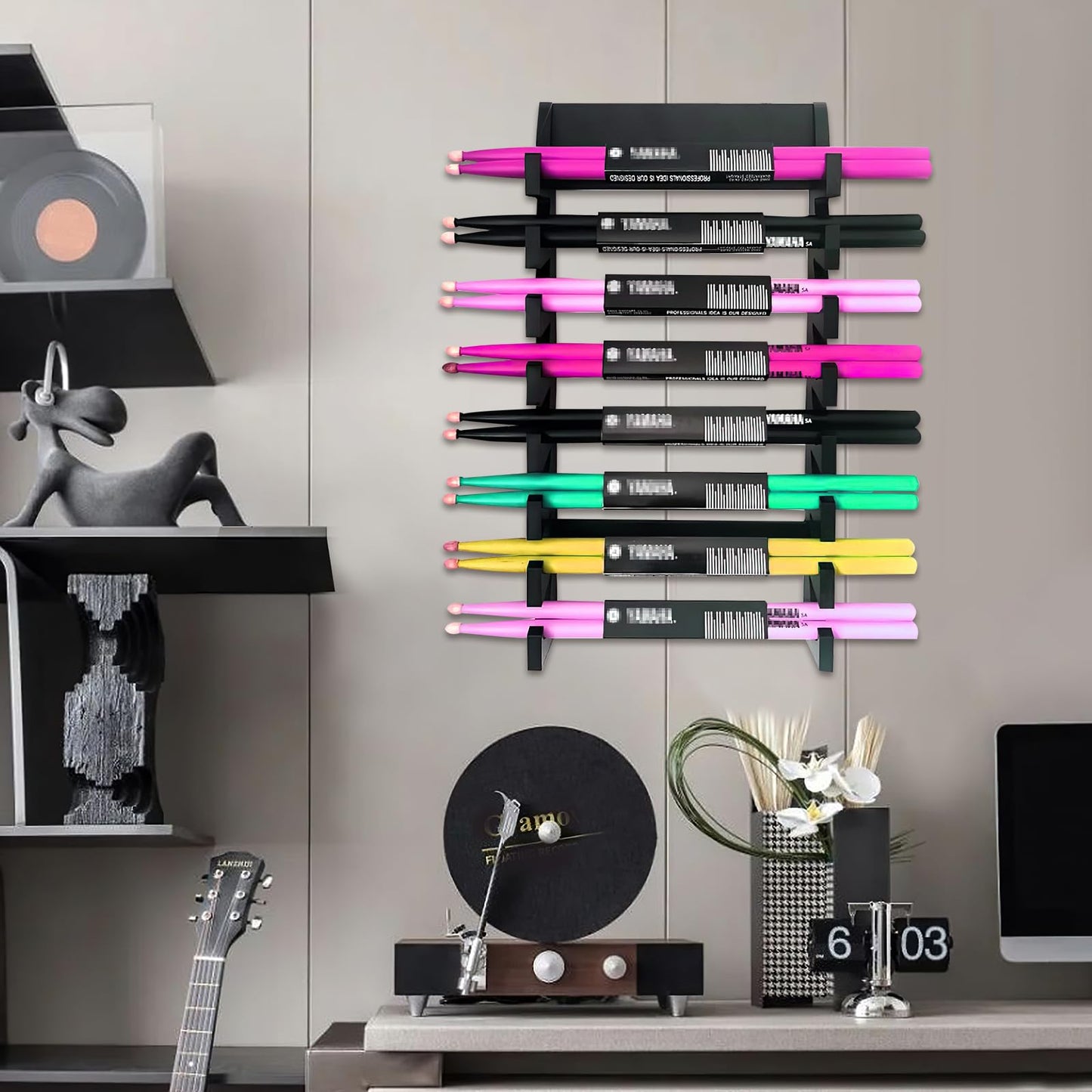 Acrylic Drum Stick Holder, Drum Stick Display Holder, Drum Stick Holder, Wall Mounted Stick Holder holds 8 sets of drumsticks Drumstick Organizer Holder for Display