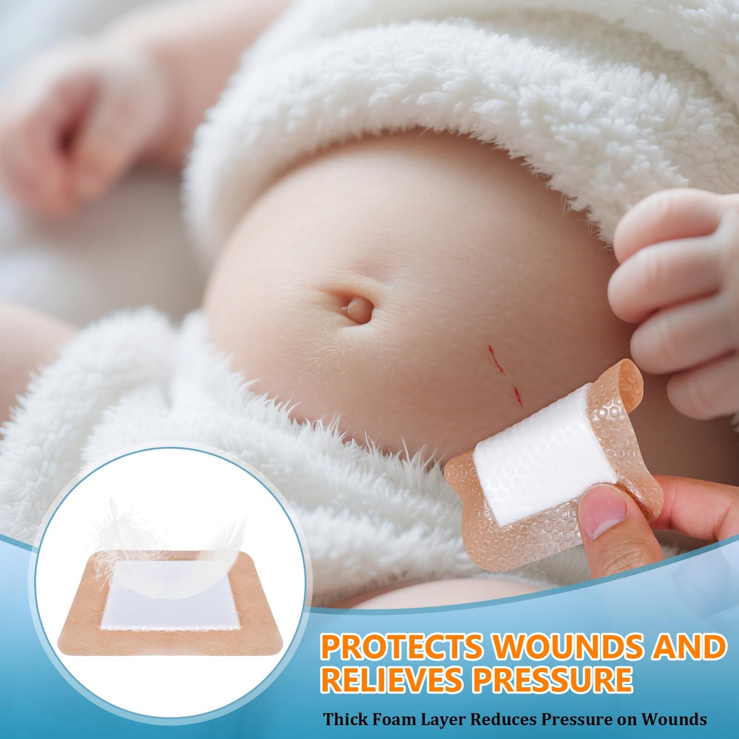 OUJEALEE Silicone Foam Dressing 12.5x12.5cm (5x5") - 12 Pack, All-Silicone Adhesive Layer for Pressure Ulcers, Bed Sores & Surgical Wounds, Waterproof & Highly Absorbent Wound Dressing