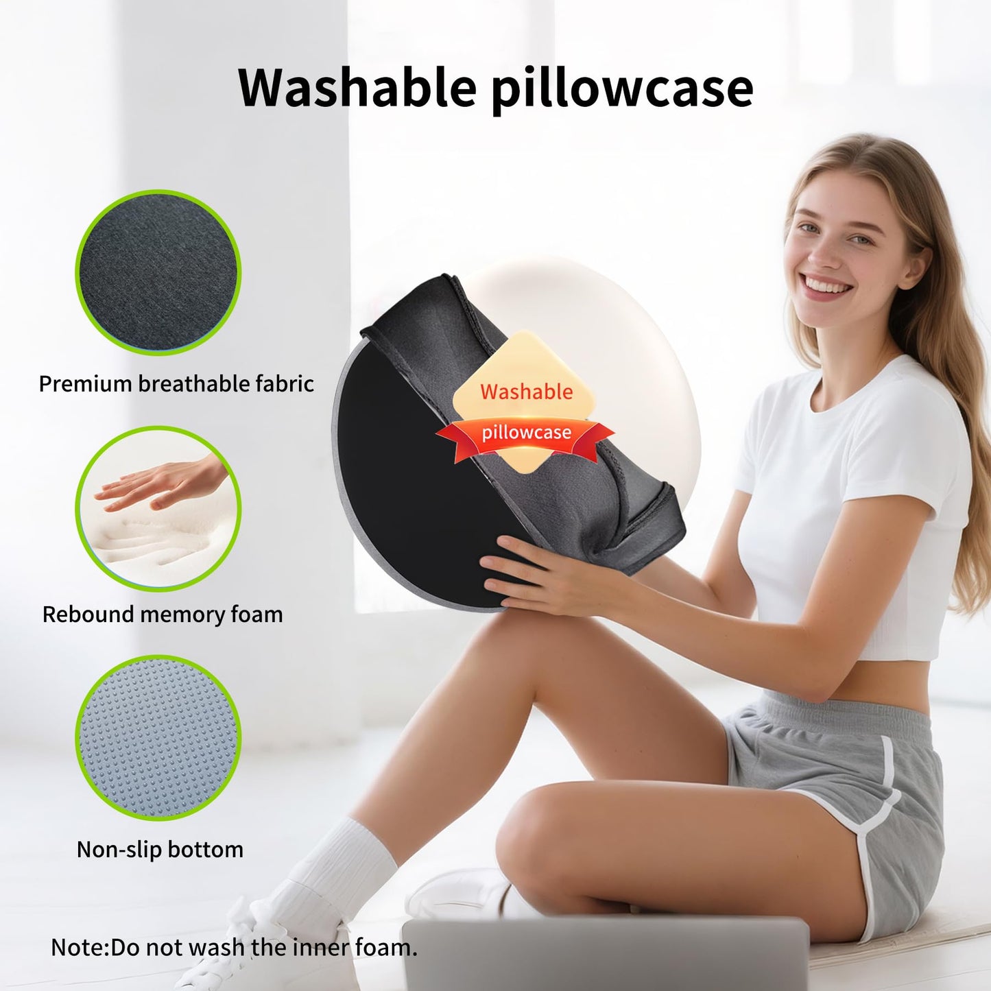 Auoketuo Memory Foam Donut Seat Cushion, Orthopedic Pillow for Hemorrhoid & Tailbone Pain Relief, Sciatica, Pregnancy, Postpartum, Bed Sores & Surgery Recovery (Black)