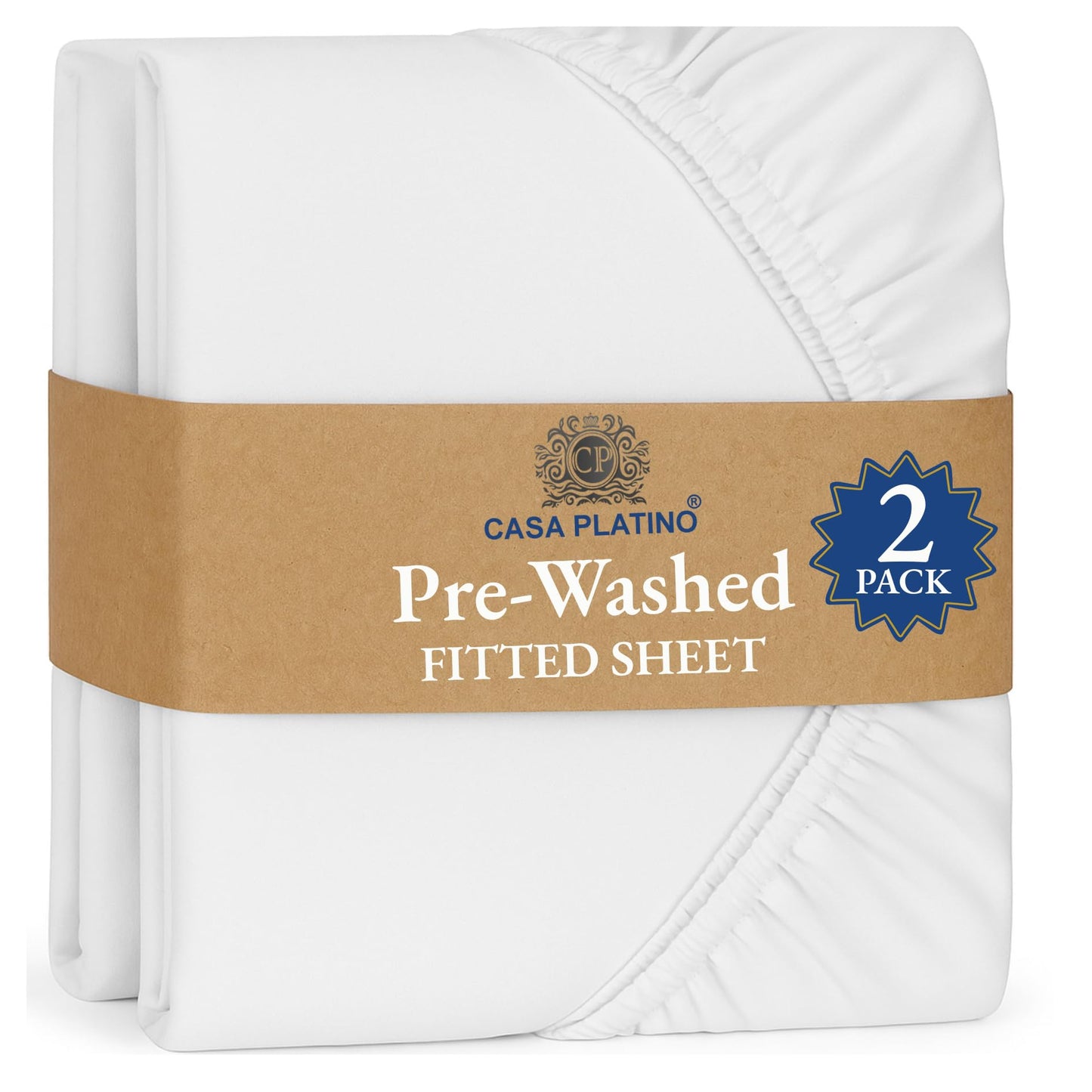 Queen Fitted Sheet (Pack of 2), Pre-Washed, Deep Pocket 14 inch (35 cm) - Easy Care - Soft Brushed Microfibre Fabric - Shrinkage and Fade Resistant - Bottom Sheet