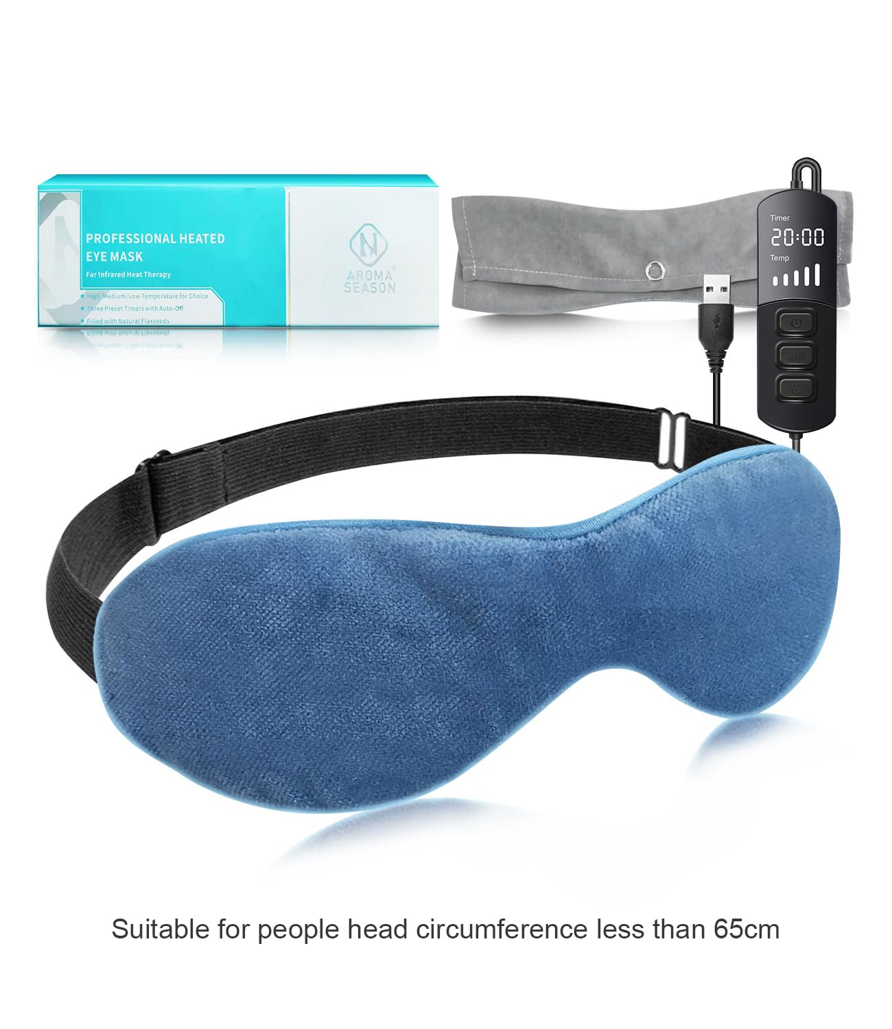 Aroma Season Heated Eye Mask with Flaxseed, Warm Eye Compress for Dry Eyes to Unclog Glands, Relieve Dry Eye Syndrome, MGD, Stye and Blepharitis (Blue)