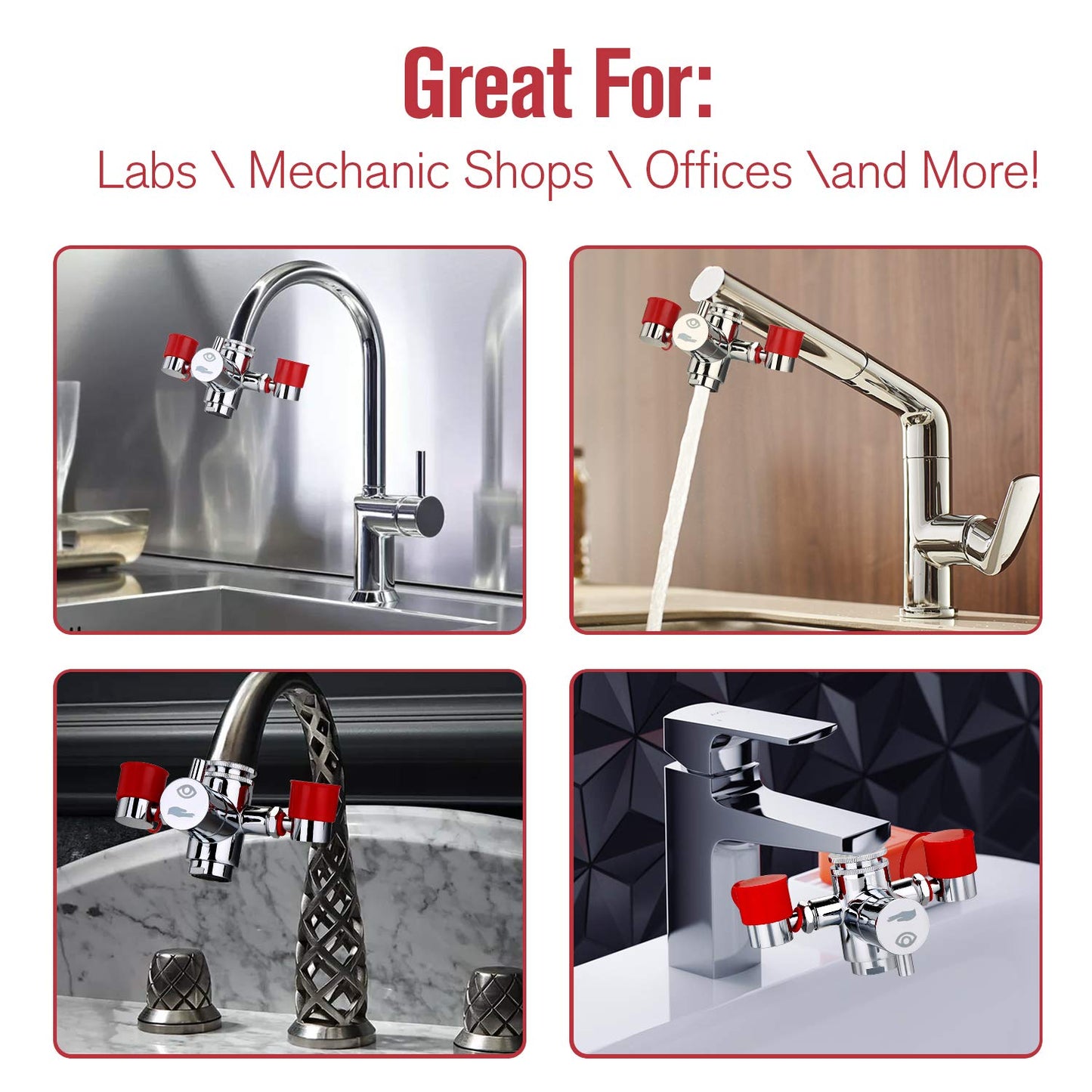 HK Eye Wash Station, Faucet Mounted Emergency Eyewash Stations for Sink Attachment, Eye Flush Unit for First Aid