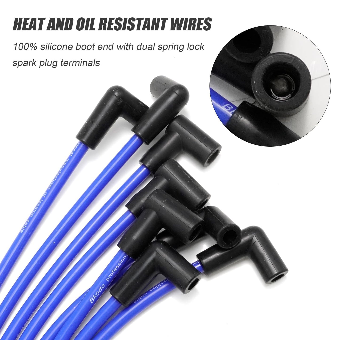 ZUDKSUY High Energy 8mm Spark Plug Wires Set Replacement for Chevy/GM 1974-1988 305 350 400 SBC Engine 90° Boot Spark Plug Wire (9-Pack)
