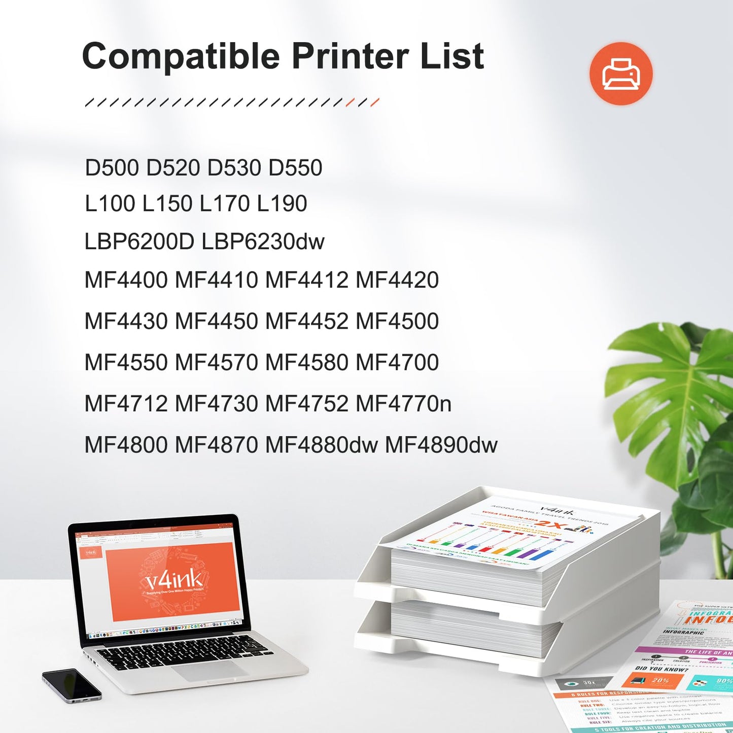 V4INK 3 Pack Compatible Canon 128 Toner CE278A 78A Toner Cartridge for Canon imageclass D550 D520 MF4770n MF4570dw FaxPhone L100 L190, MF4770N MF4450, LaserJet P1606dn P1566 P1560 M1536dnf