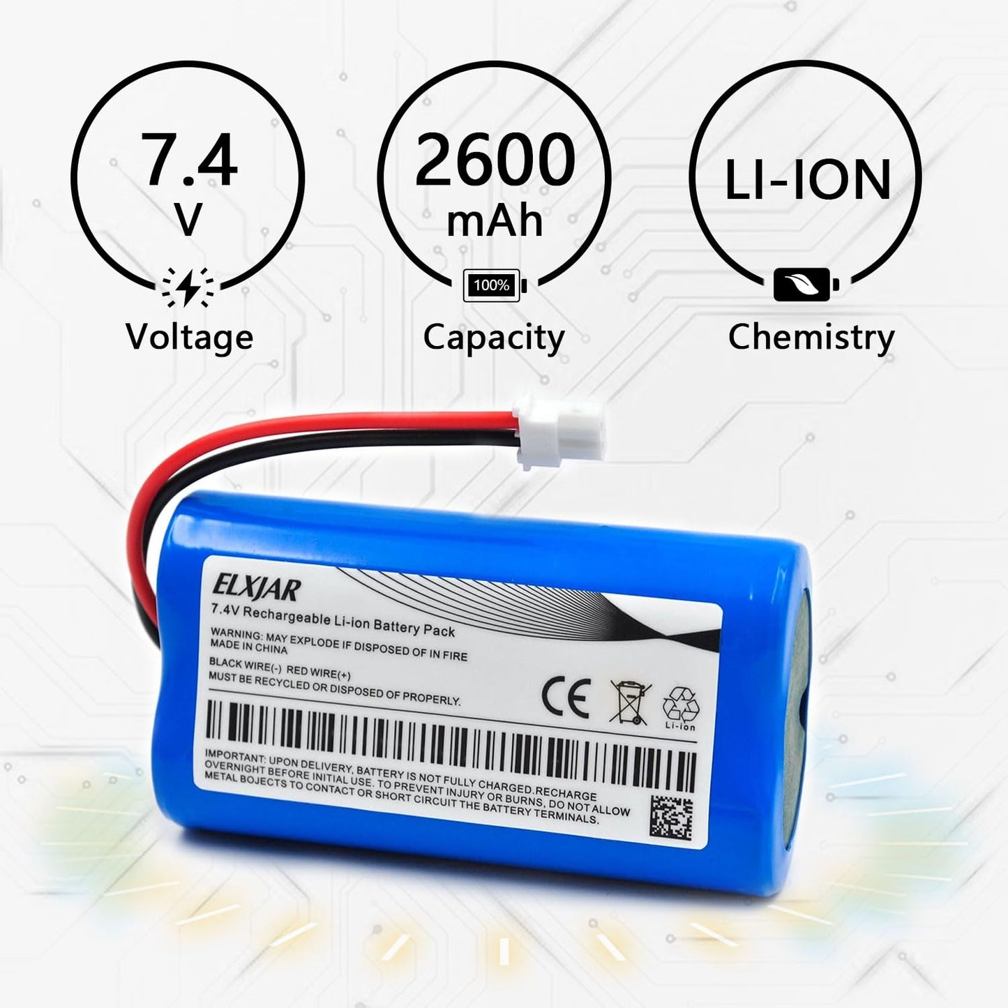 Coonyard (2-Pack) 7.4V 2600mAh Li-ion Replacement Battery for SurgiTel Eclipse EHL65 EHL-65 Odyssey Analog, fits 25458 OM0134 LED Headlights