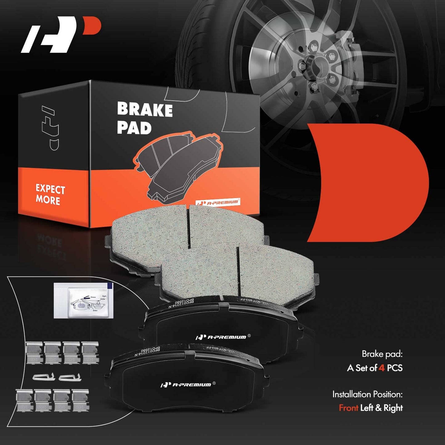 A-Premium Front Ceramic Disc Brake Pads Set Compatible with Select Ford, Lincoln and Mazda Models - Edge 2007-2016, MKX 2007-2015, CX-5 2019-2021, CX-7 2007-2012, CX-9 2007-2021, with Hardware, 4 Pcs