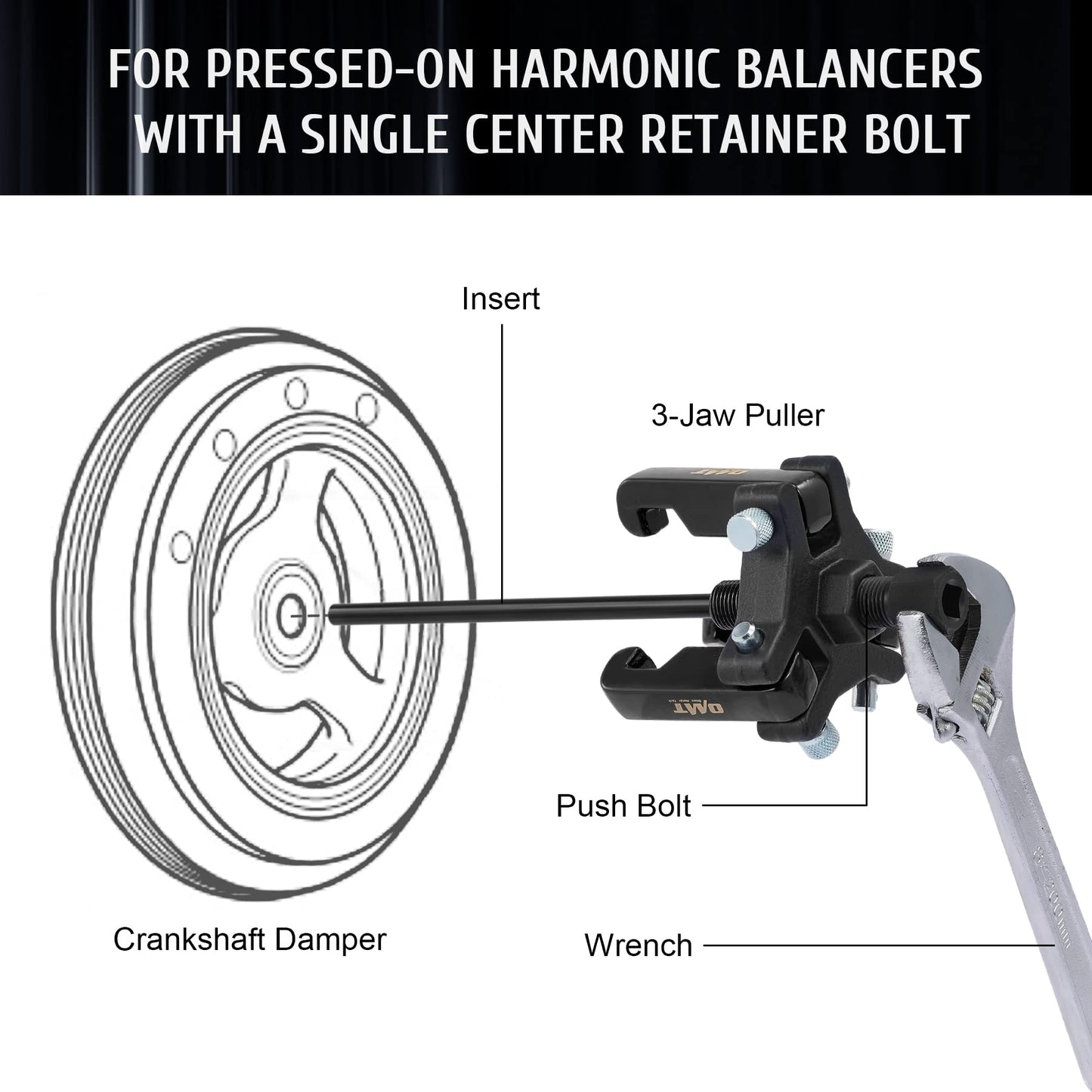 Orion Motor Tech Harmonic Balancer Puller Kit, Professional Automotive Tool Set for Removing Harmonic Dampers & Balancers, 3 Jaw Pulley Puller Set Compatible with Chevy GM Chrysler Cadillac Ford More