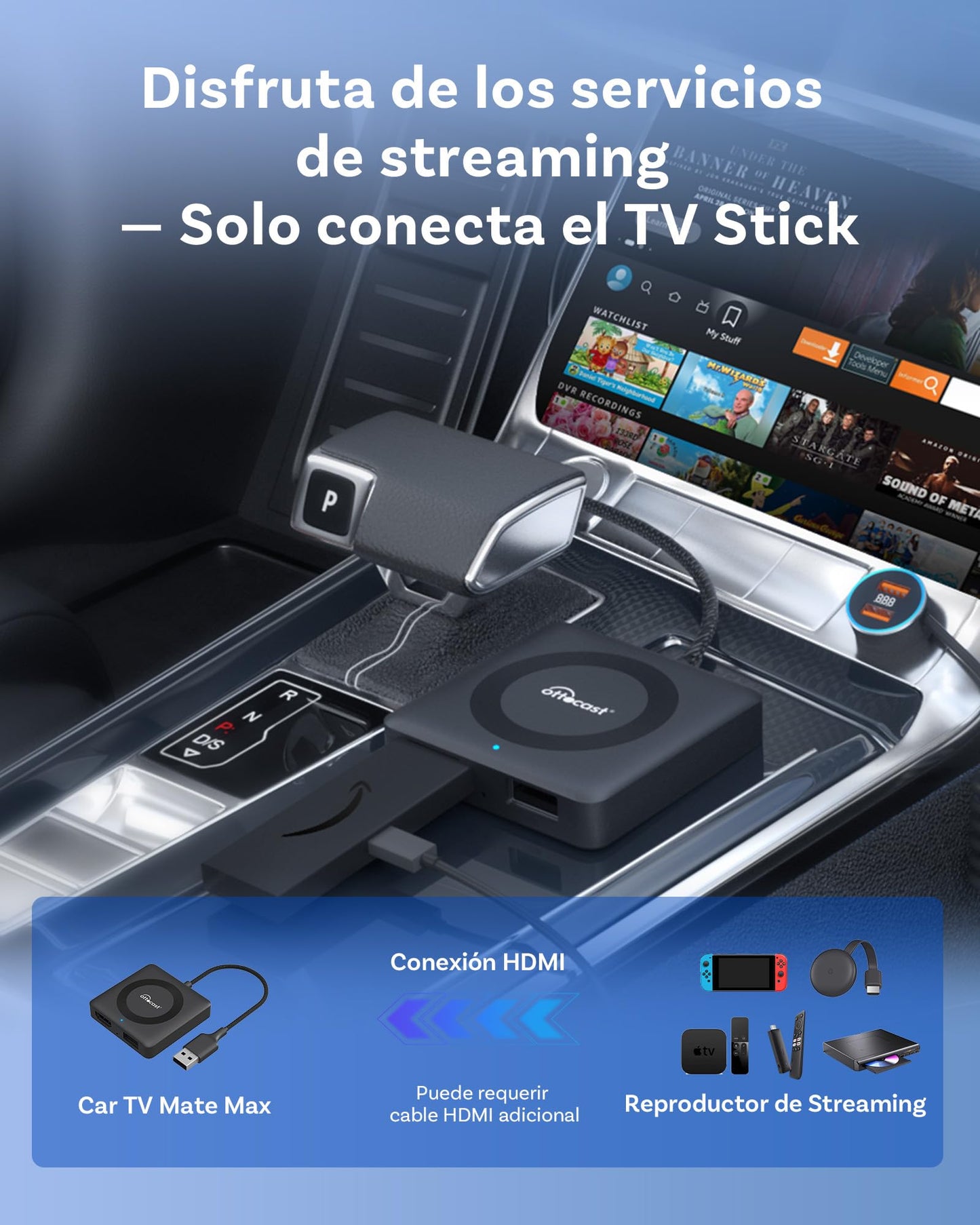 OTTOCAST 4 in 1 Car TV Mate Max & Wireless Carplay/Android Auto & Screen Mirroring Adapter for Apple iPhone Android Phone, HDMI Car TV Adapter, Watching Videos Movies on CarScreen