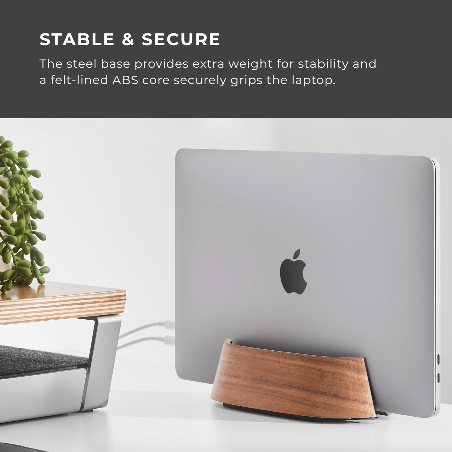 HumanCentric Vertical Laptop Stand in Maple Wood, Upright Adjustable Holder and Dock, Laptop Vertical Stand Fits MacBook Pro and Other Laptops .5" to 1.5, Clamshell Compatible